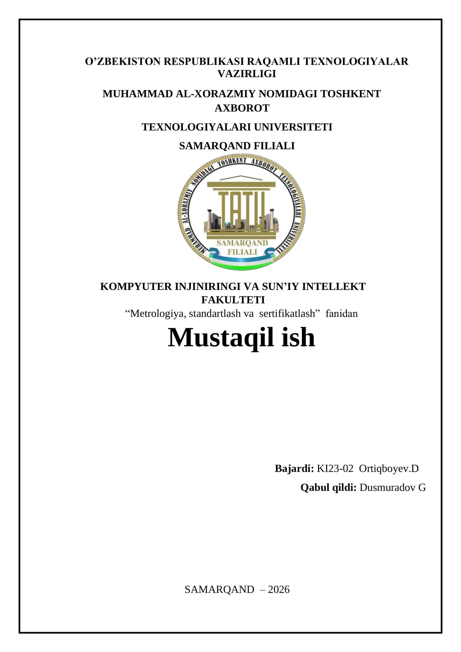 O‘lchov noaniqligini baholash