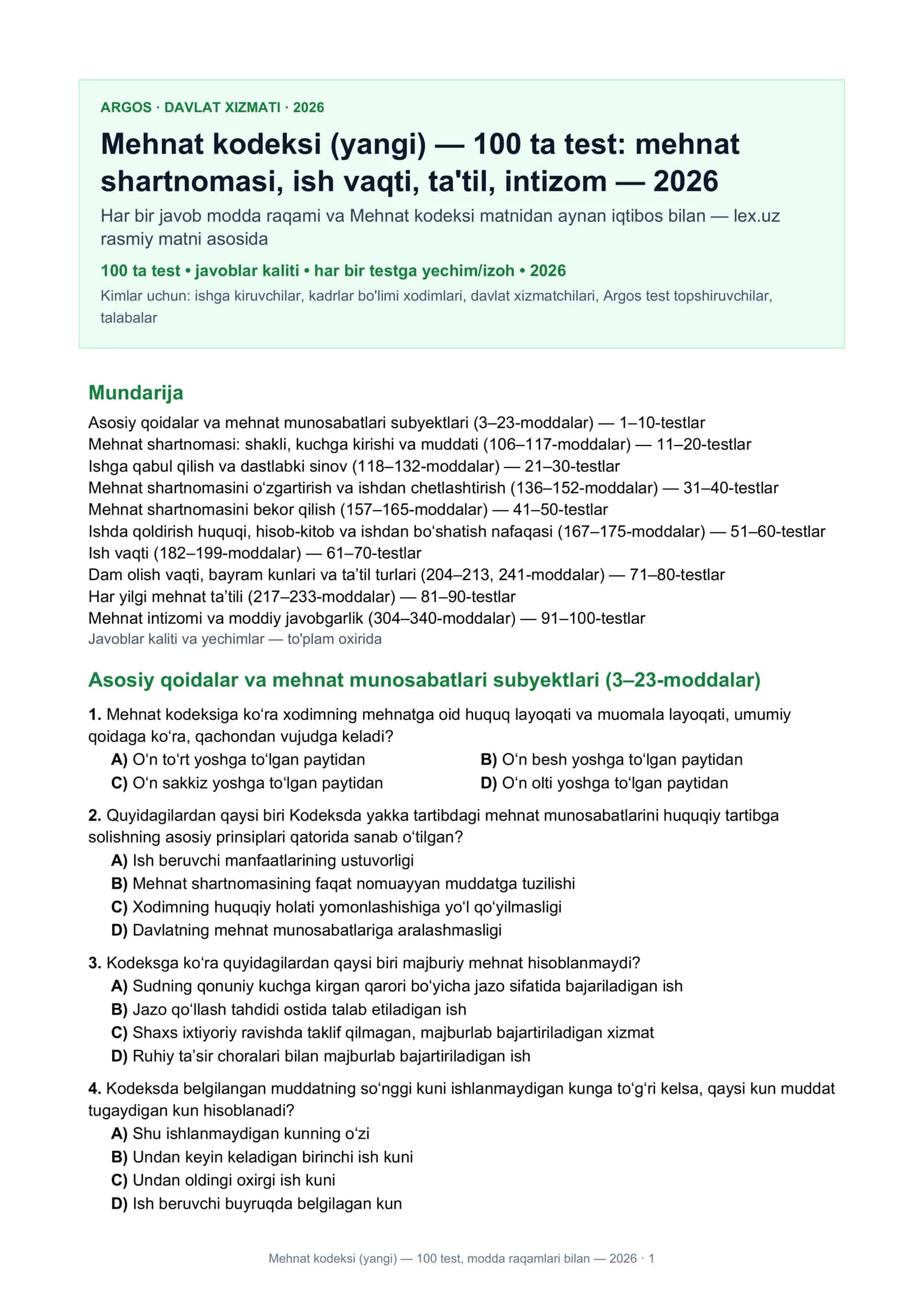 Mehnat kodeksi (yangi)