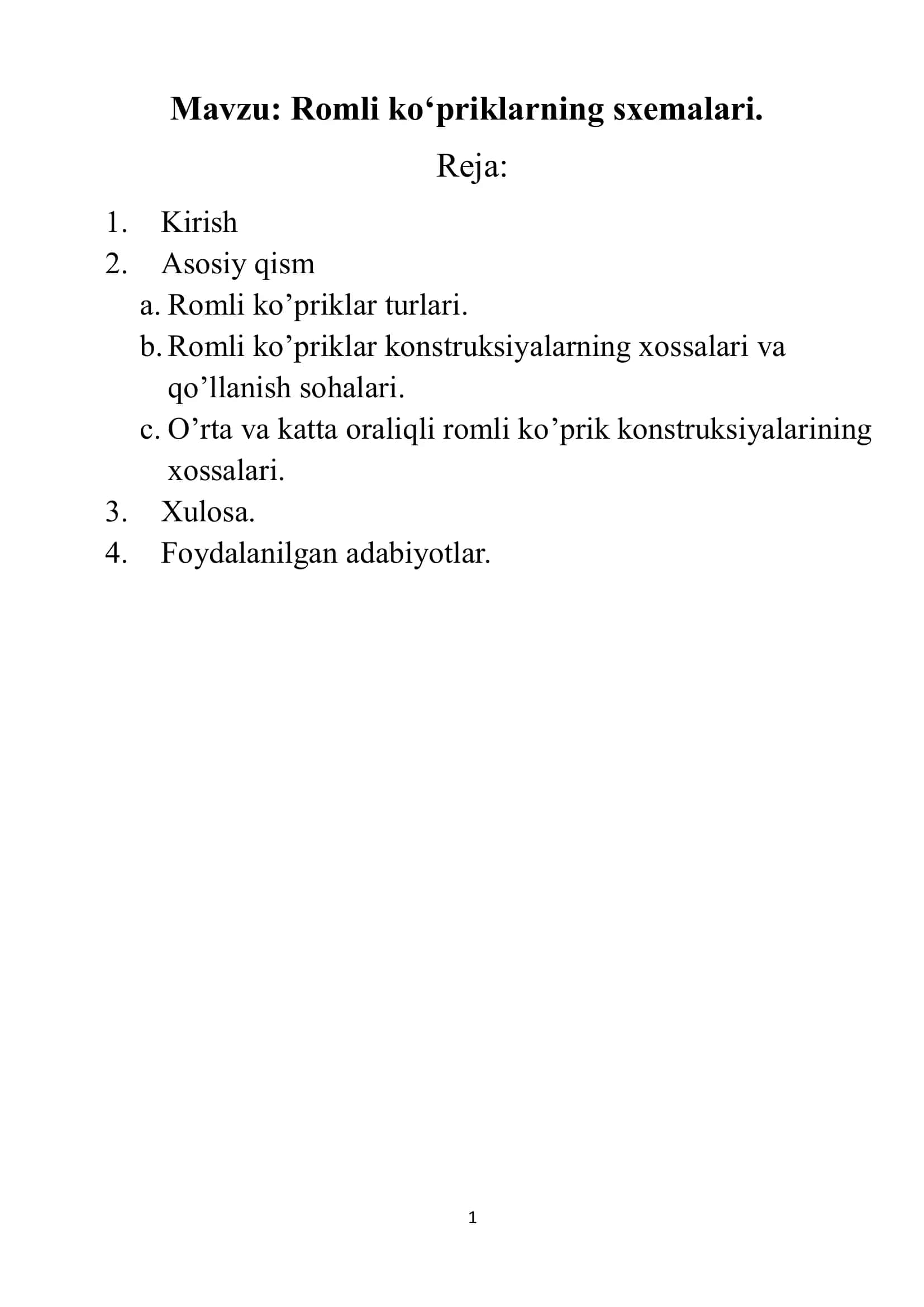 Romli ko‘priklarning sxemalari