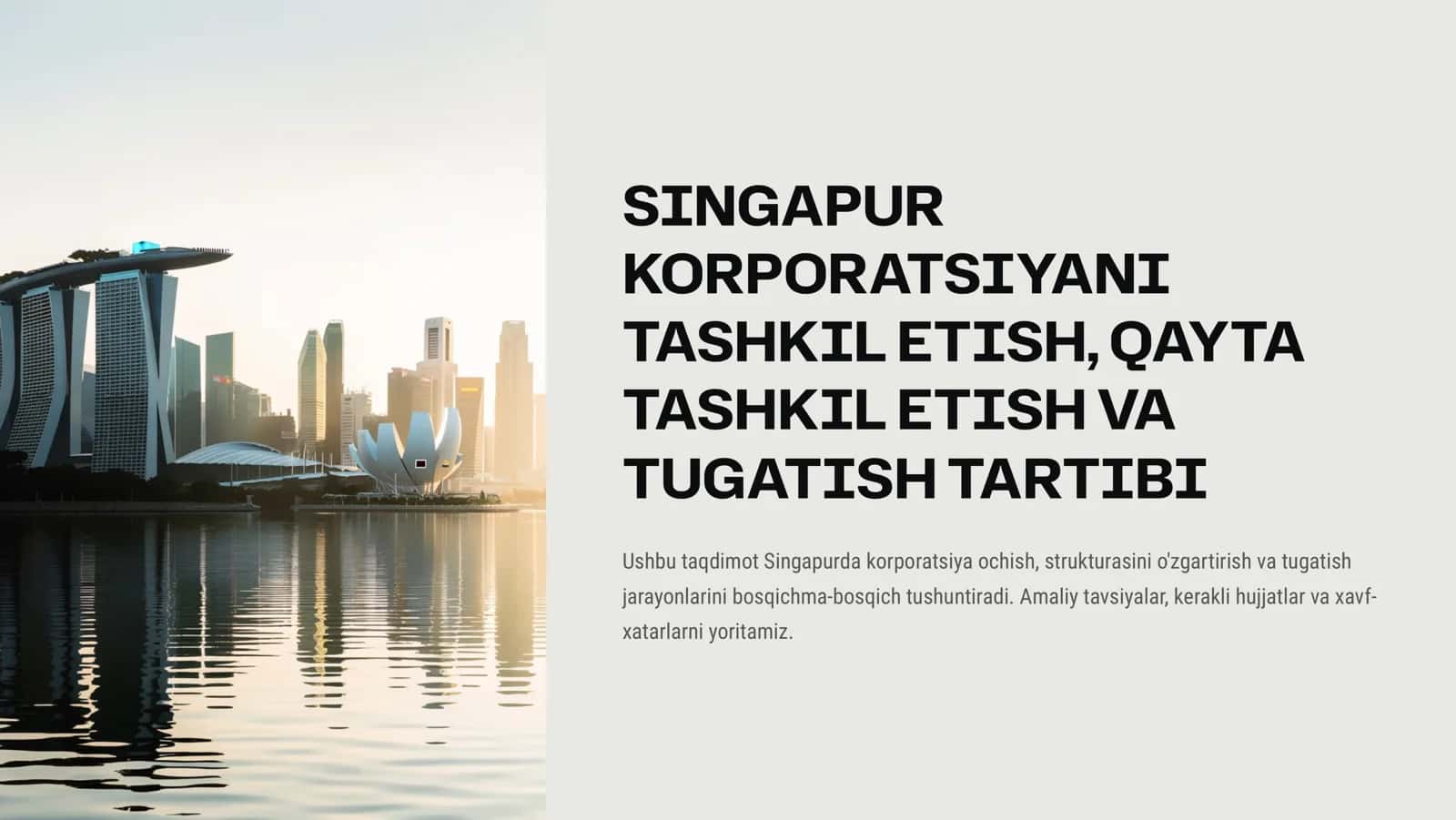 SINGAPUR KORPORATSIYANI TASHKIL ETISH, QAYTA TASHKIL ETISH VA TUGATISH TARTIBI