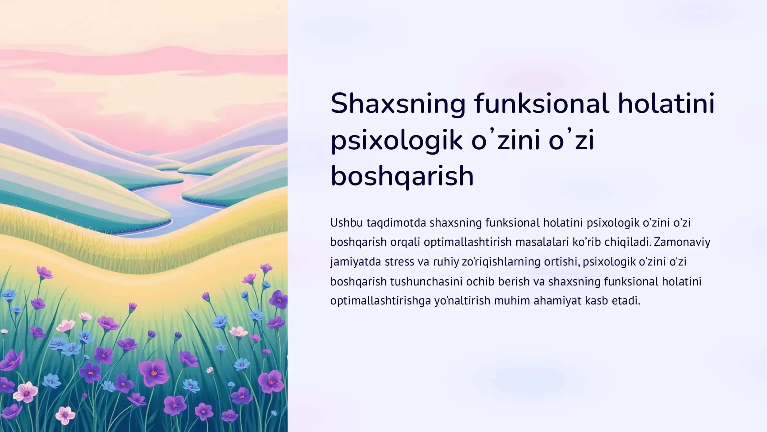 Shaxsning funksional holatini psixologik o'zini o'zi boshqarish