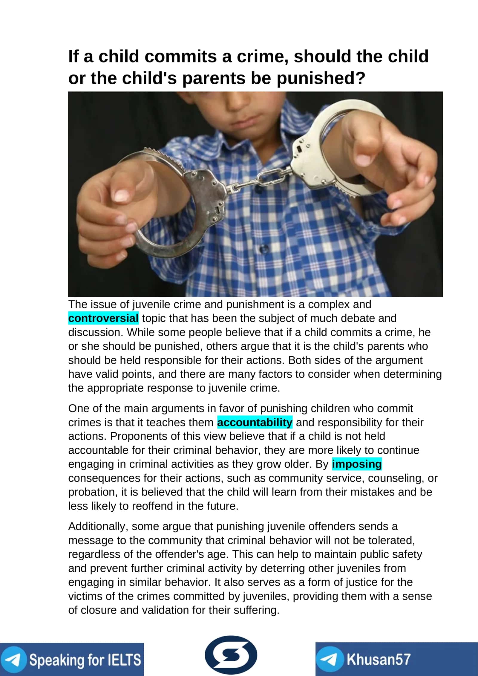 Juvenile Crime and Punishment