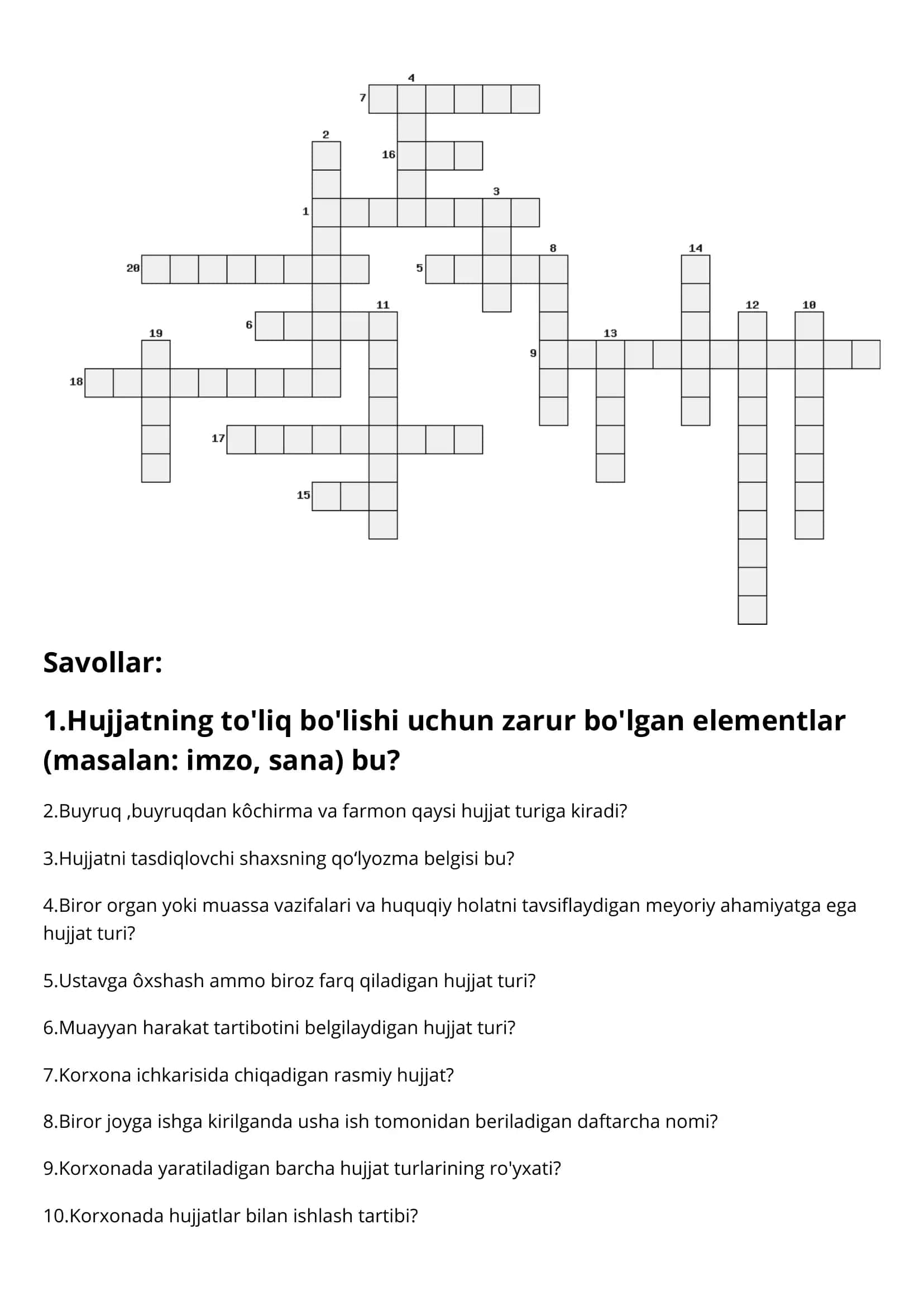 Hujjatlar va ularning xususiyatlari