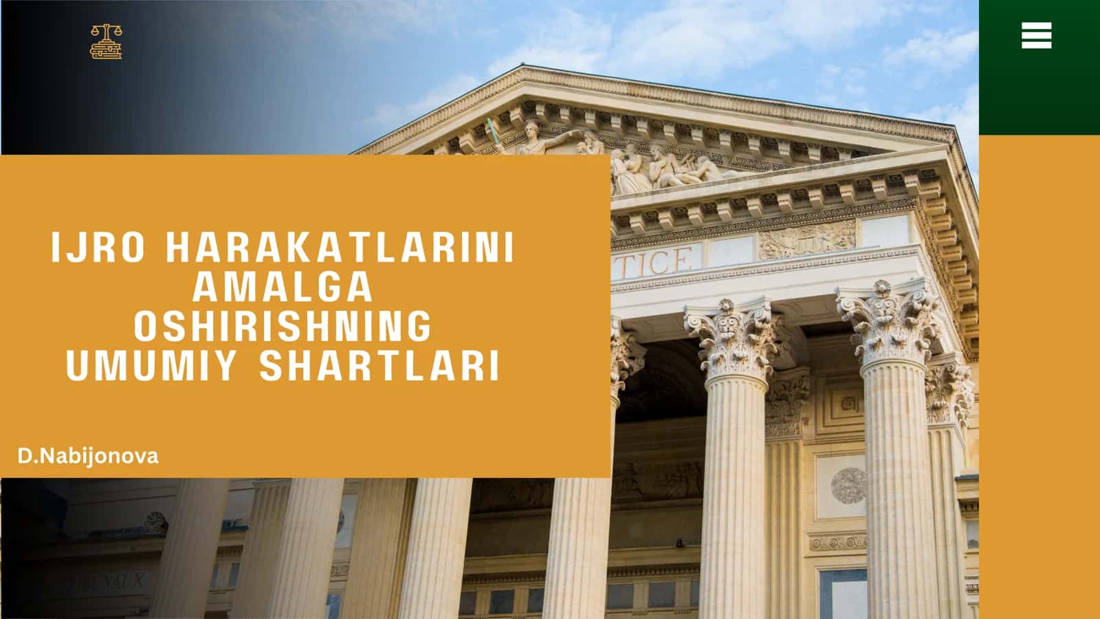 IJRO HARAKATLARINI AMALGA OSHIRISHNING UMUMIY SHARTLARI