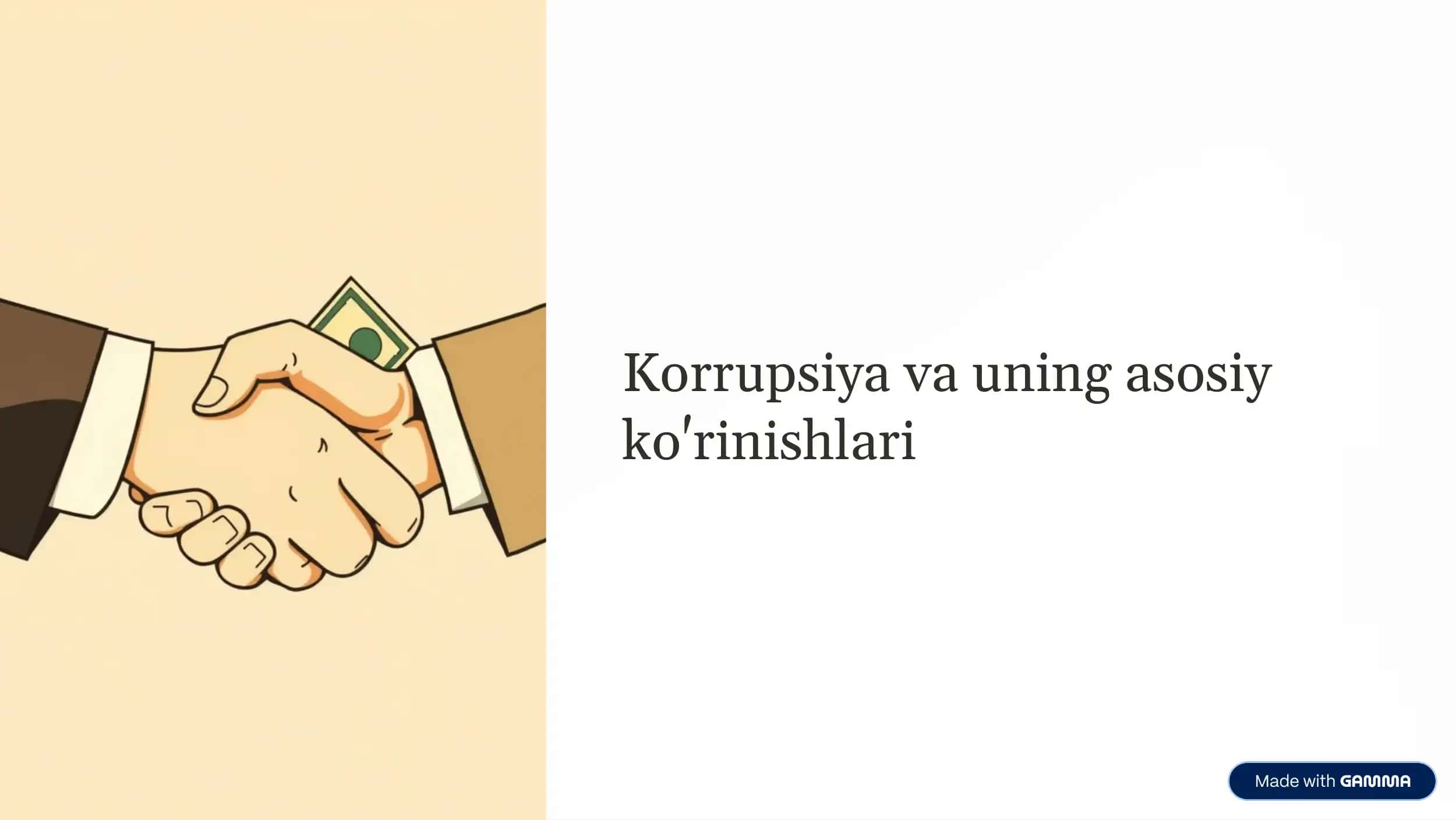 Korrupsiya va uning asosiy ko'rinishlari