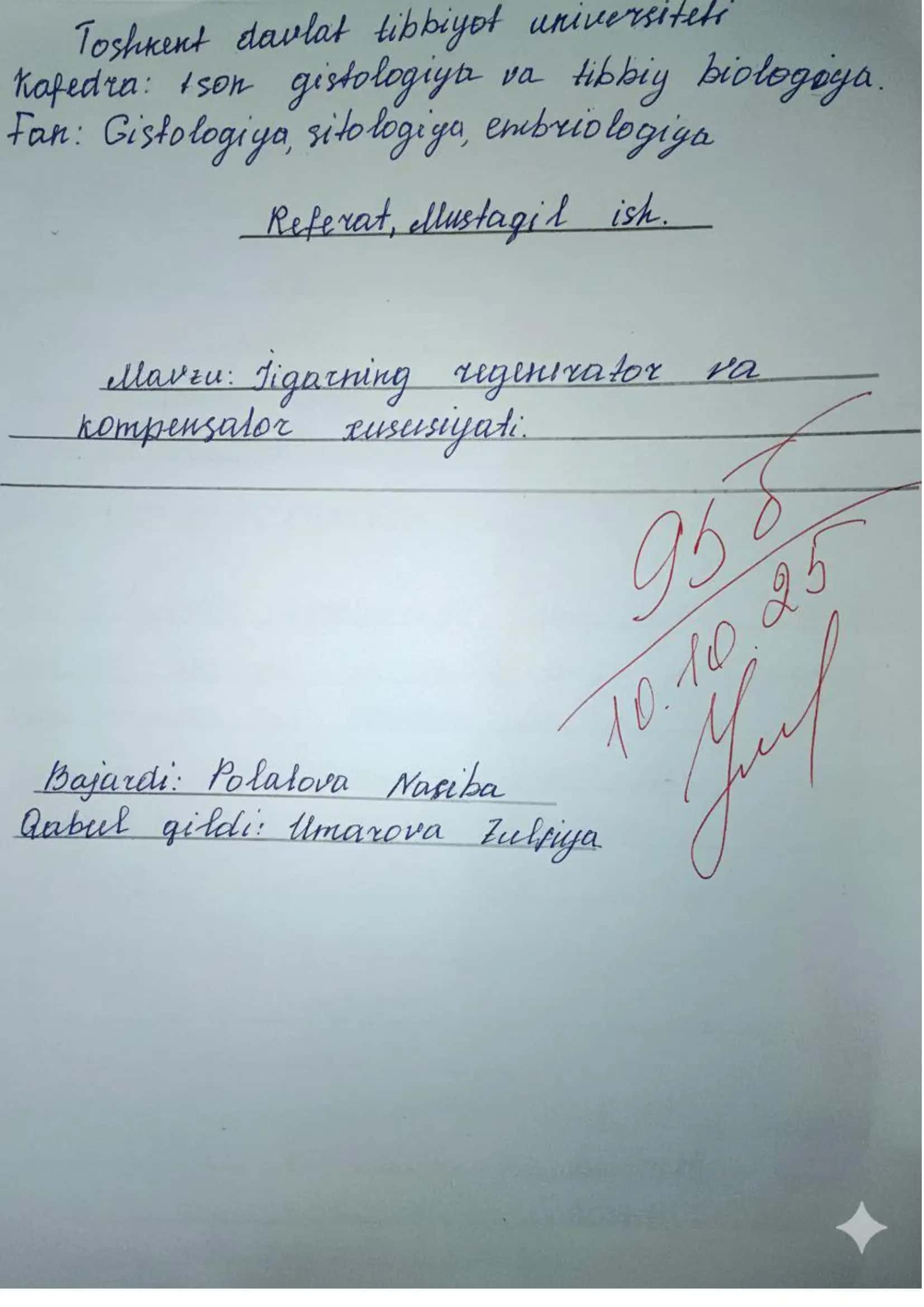 Jigar regeneratsiyasi va disse boshligidagi hujayralar
