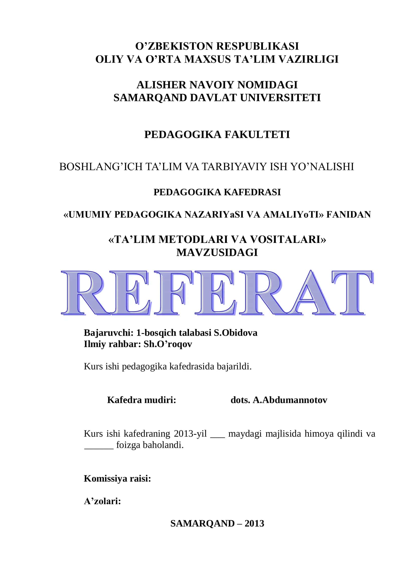 Ta'lim Metodlari va Vositalari