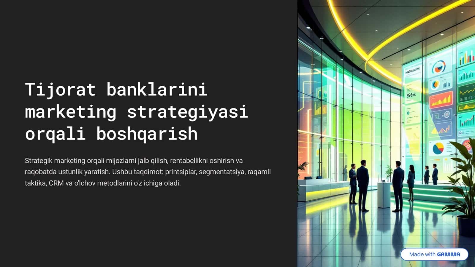Tijorat banklarini marketing strategiyasi orqali boshqarish