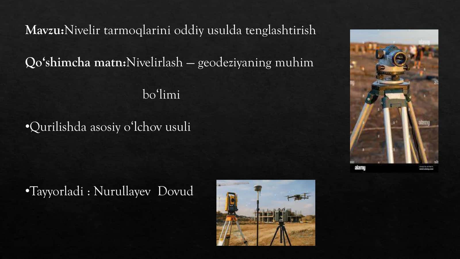 Nivelir tarmoqlarini oddiy usulda tenglashtirish