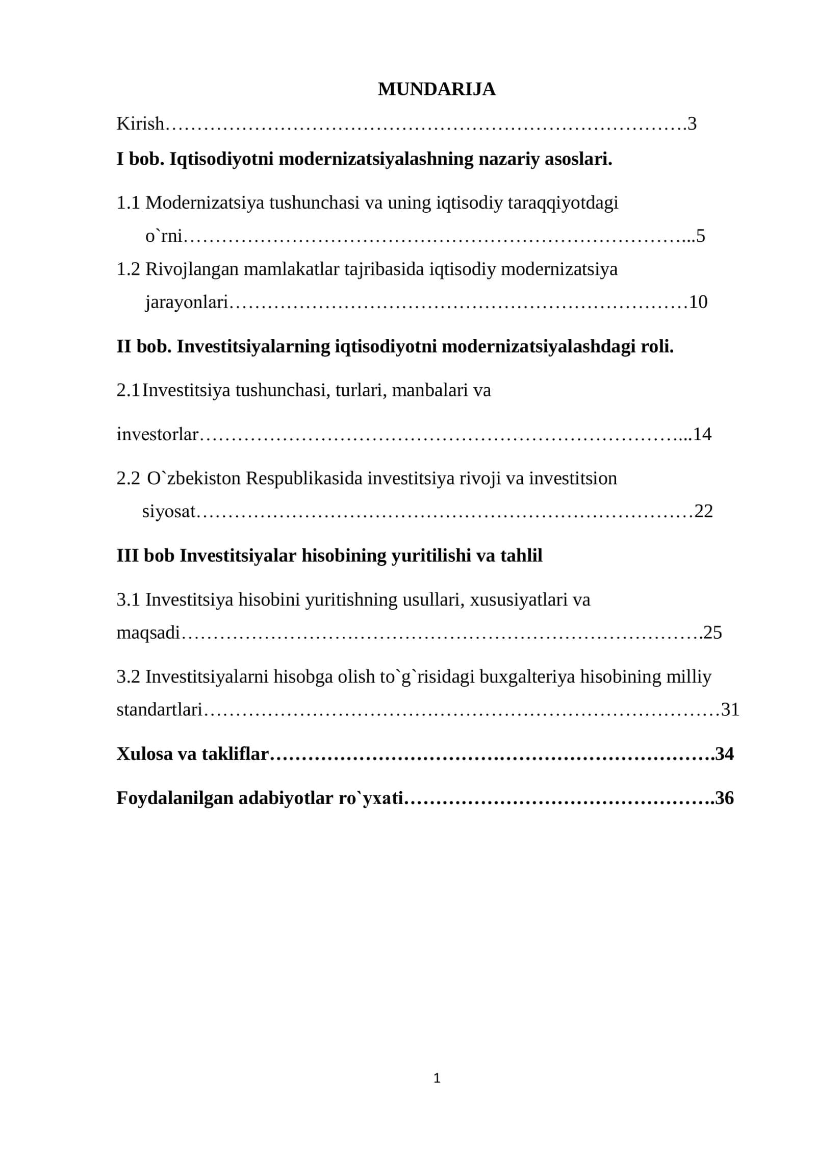 Iqtisodiyotni modernizatsiyalashning nazariy asoslari