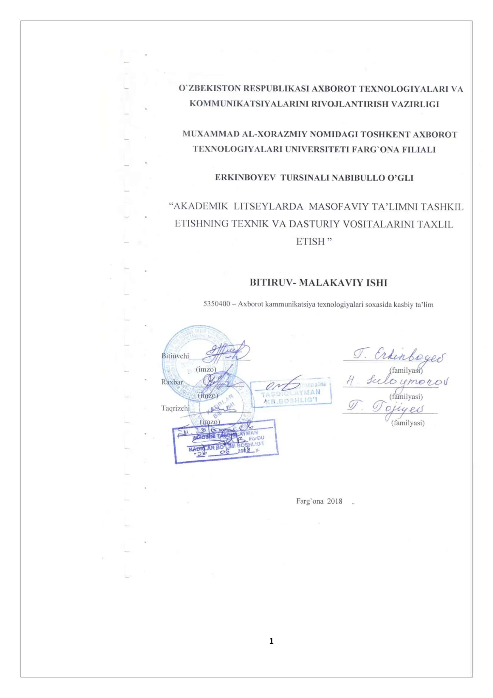 Masofaviy ta‘limning o‘rni va samaradorligi