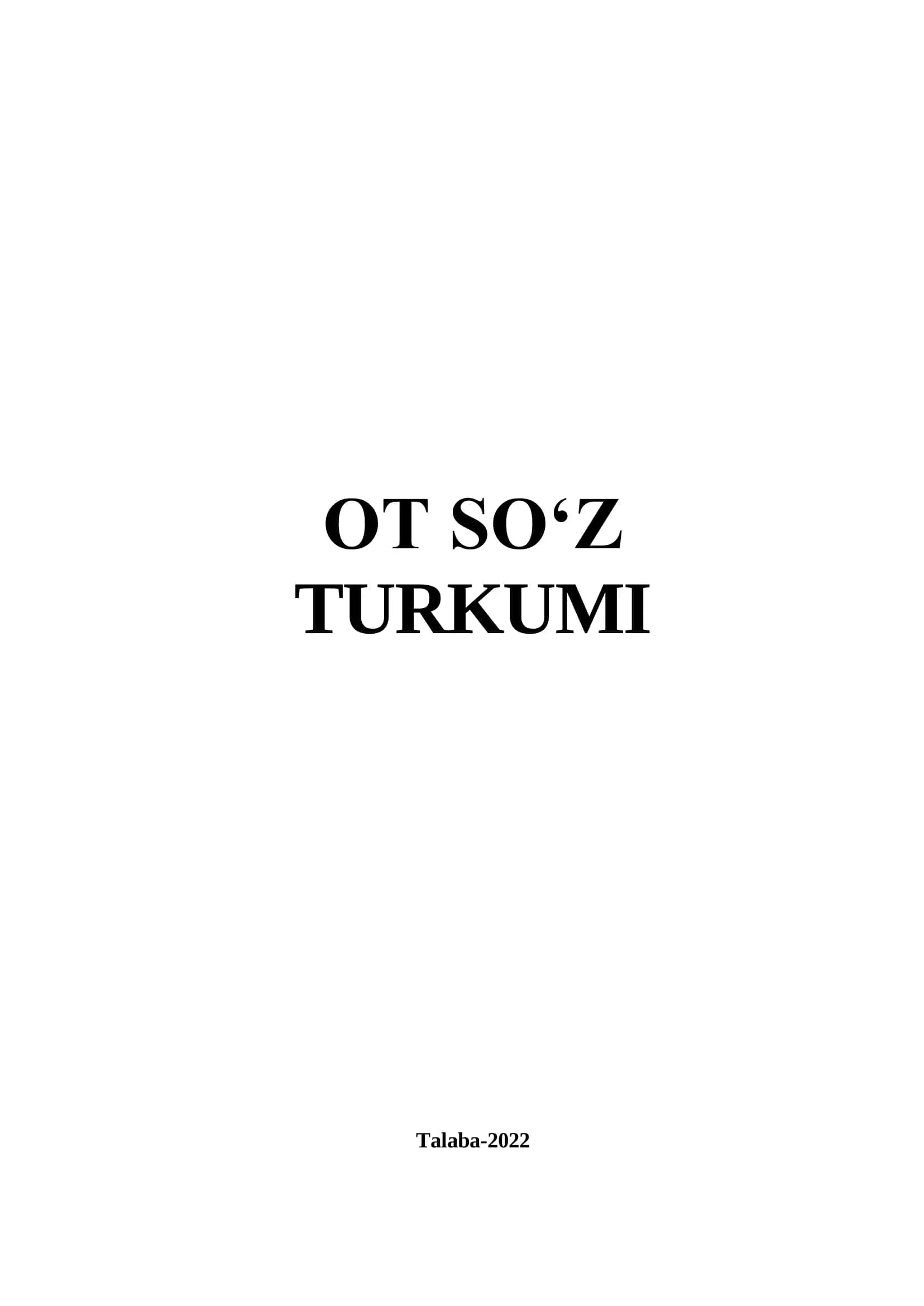 OT SO’Z TURKUMI
