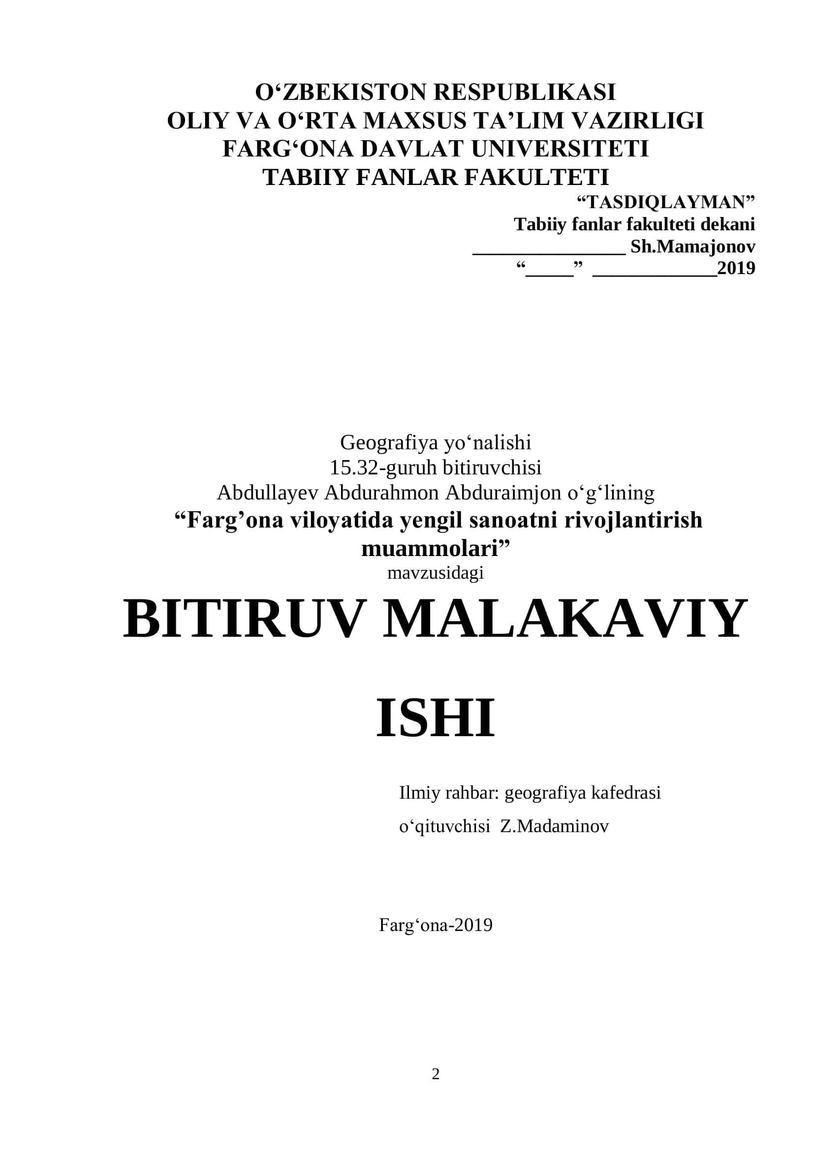 YENGIL SANOAT MAHSULOTLARI ISHLAB CHIQARISH