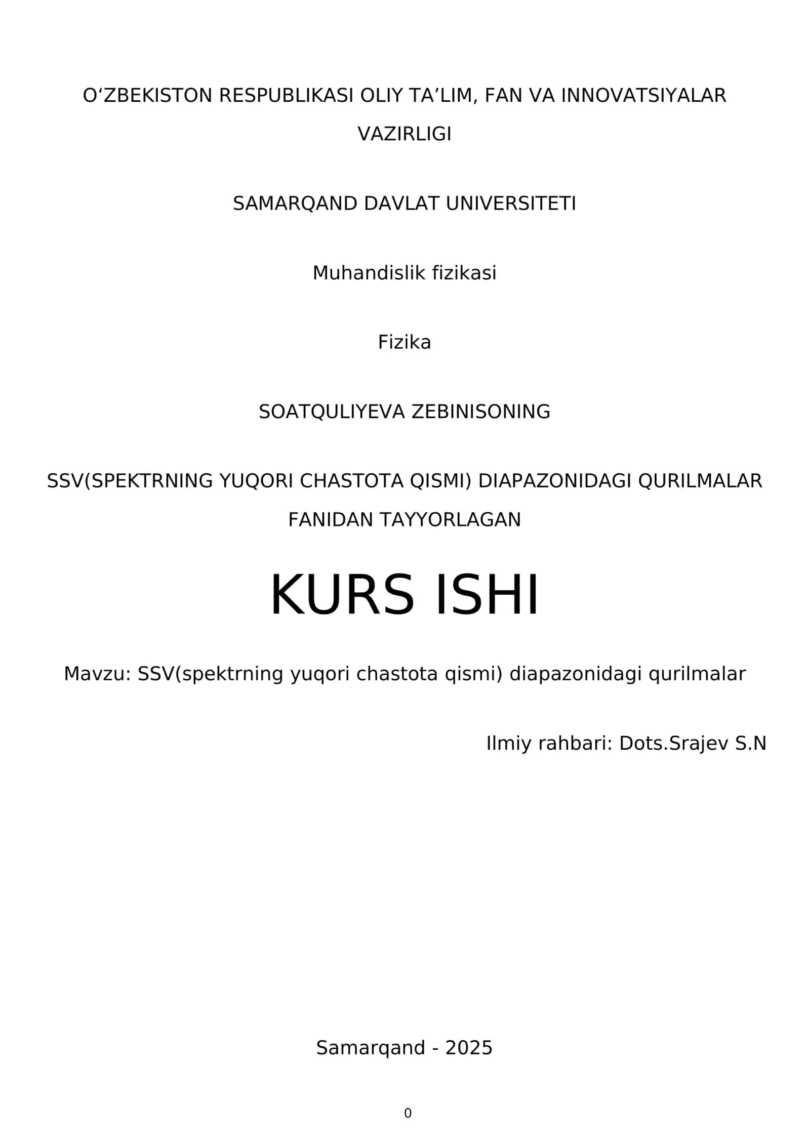 SSV(spektrning yuqori chastota qismi) diapazonidagi qurilmalar