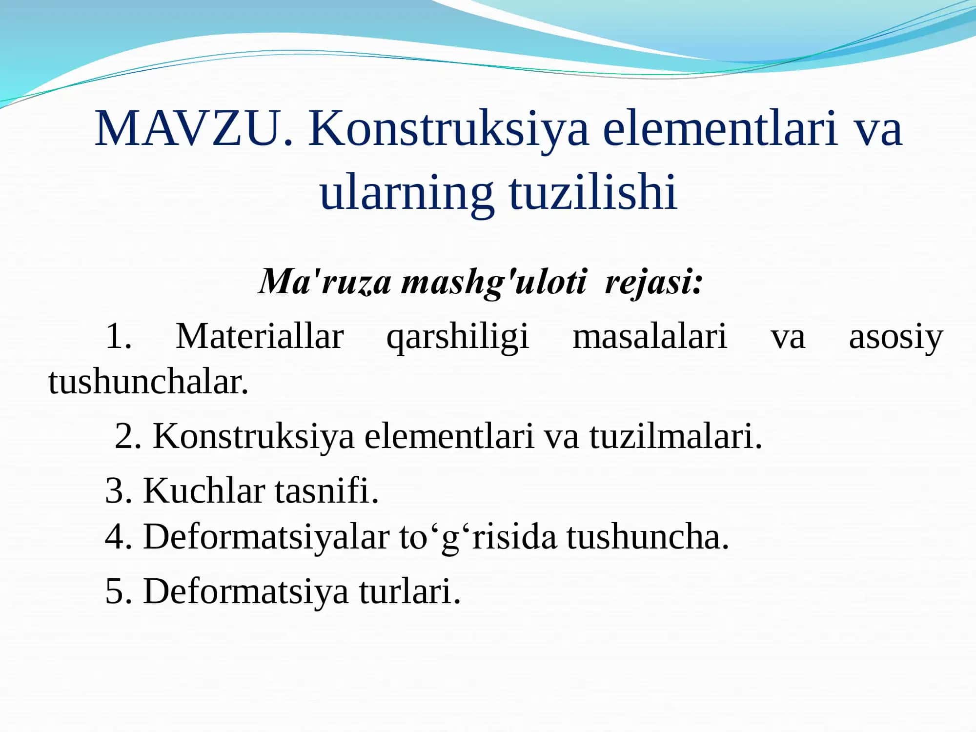 Konstruksiya elementlari va ularning tuzilishi