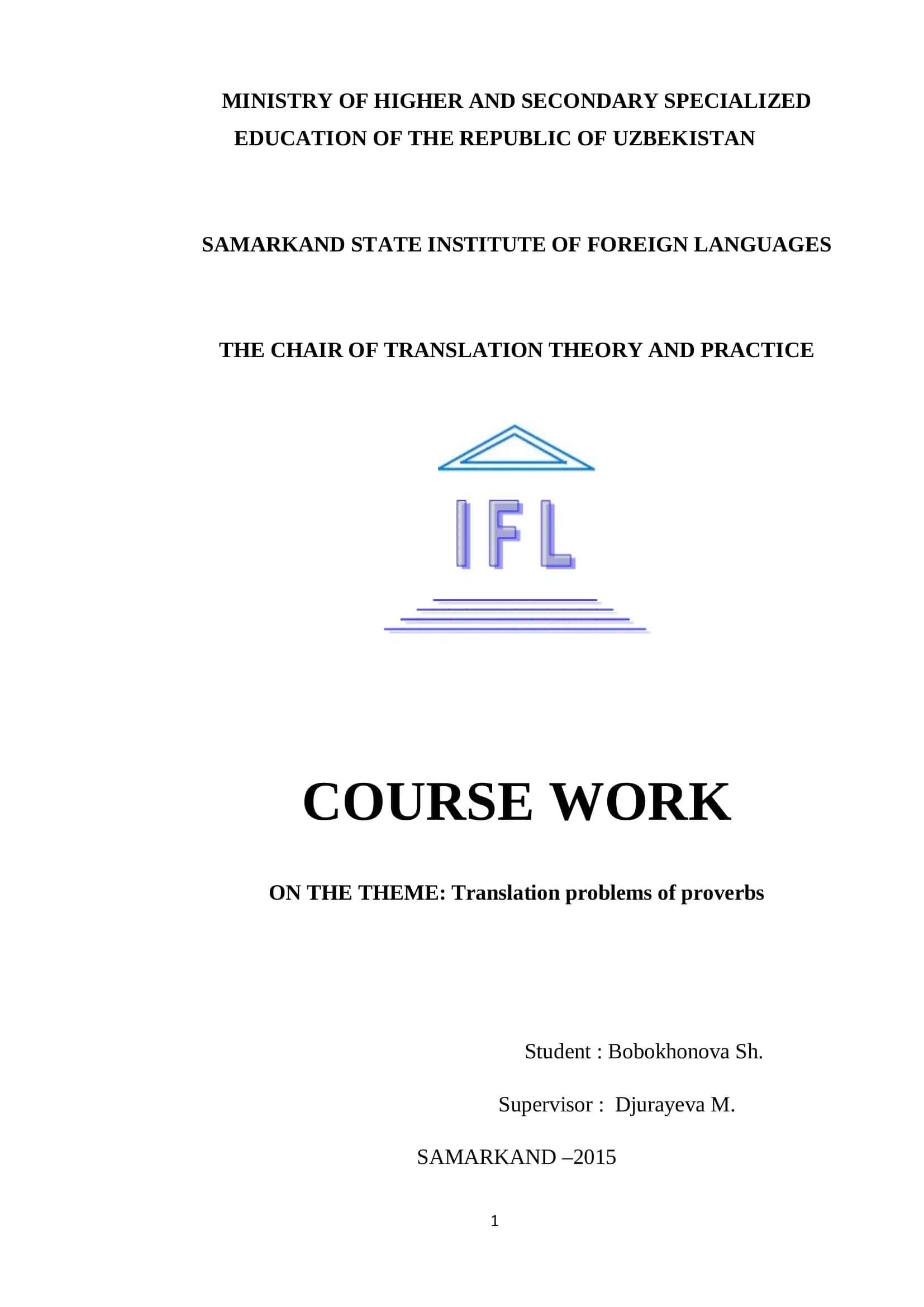 Mavzu: Translation problems of proverbs