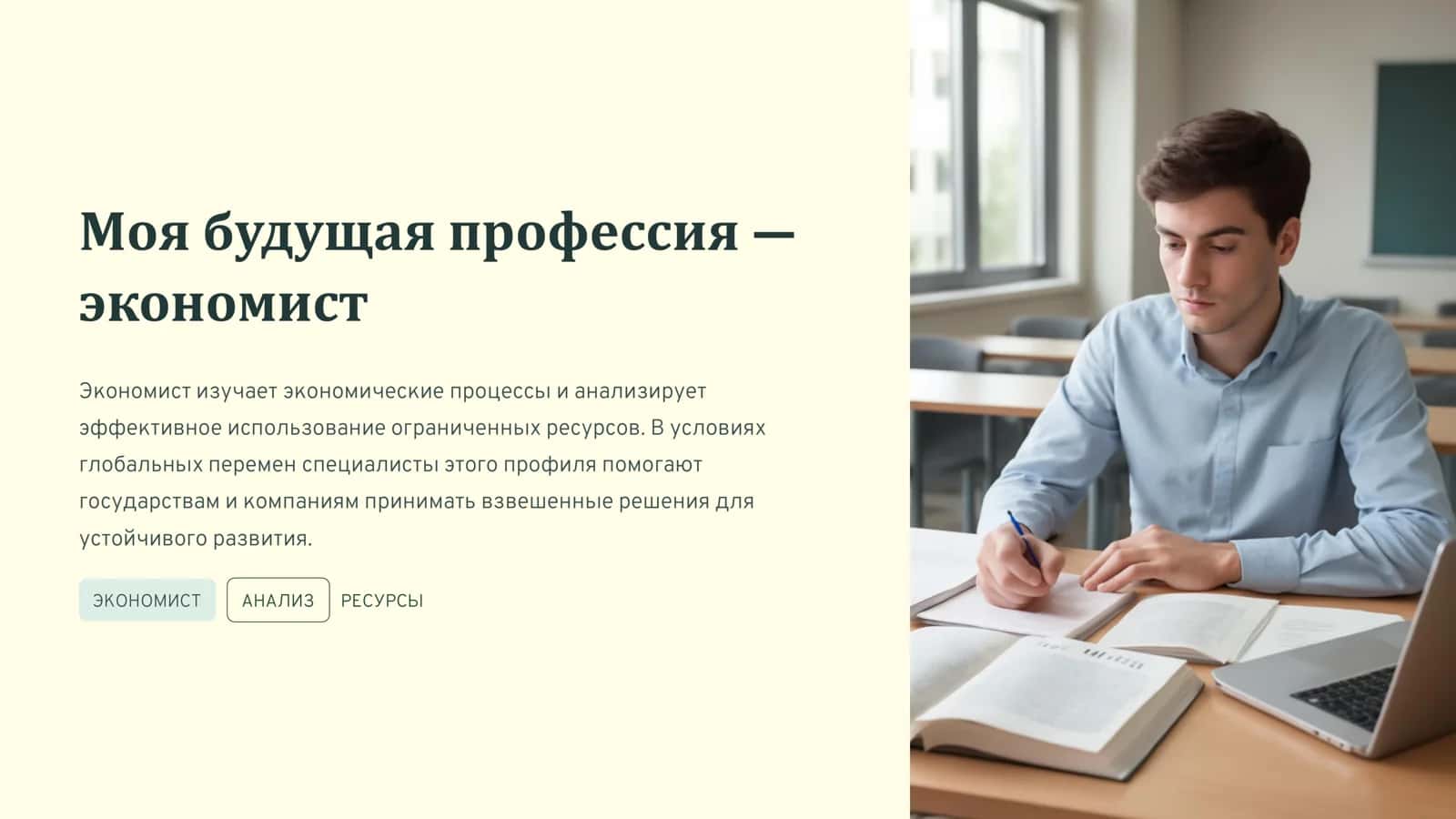 Моя будущая профессия — экономист.