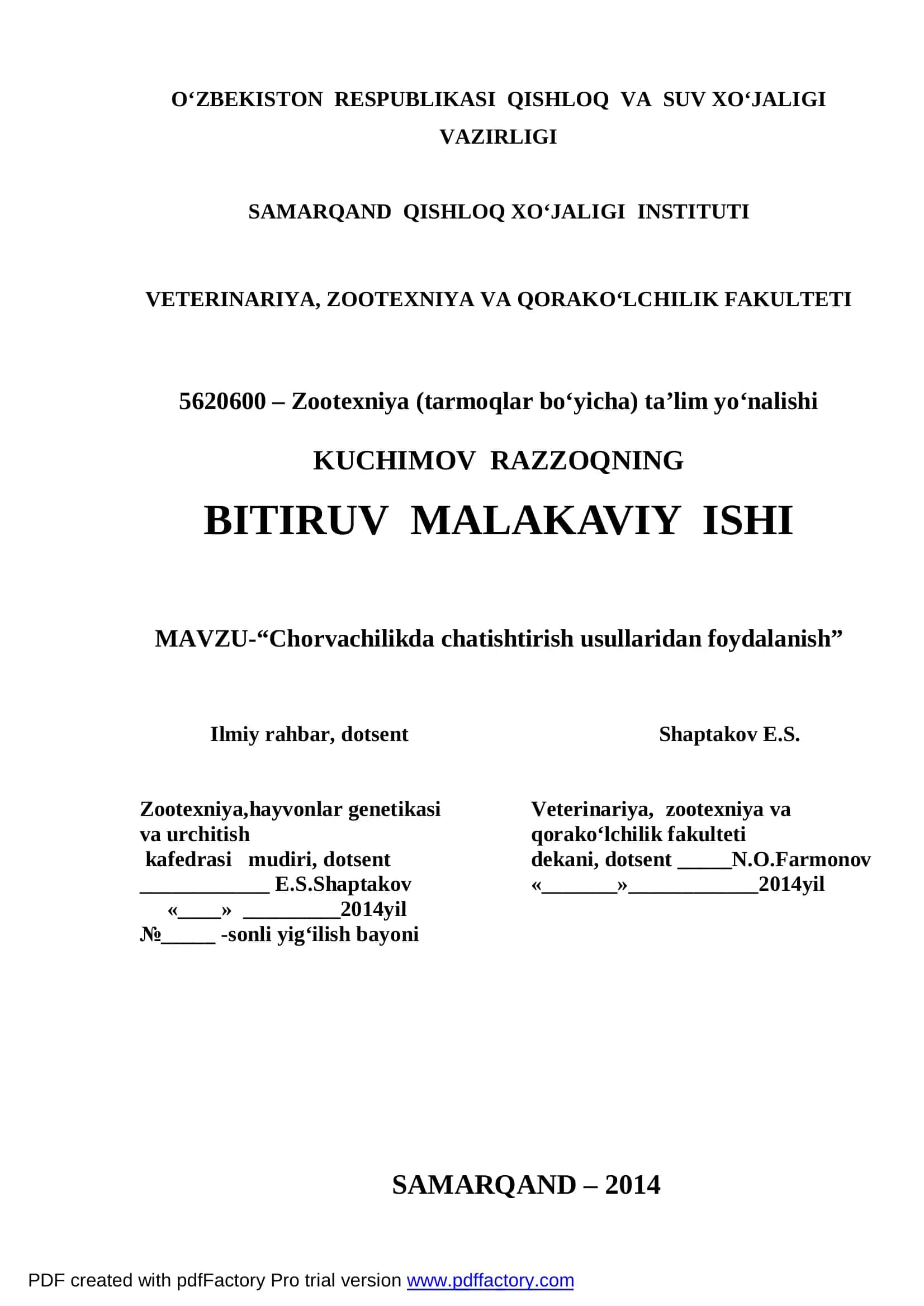 Chorvachilikda chatishtirish usullaridan foydalanish