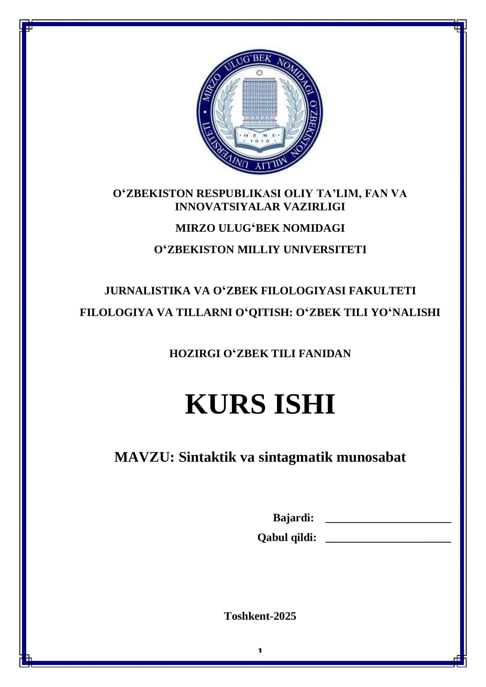Sintaktik va sintagmatik munosabat