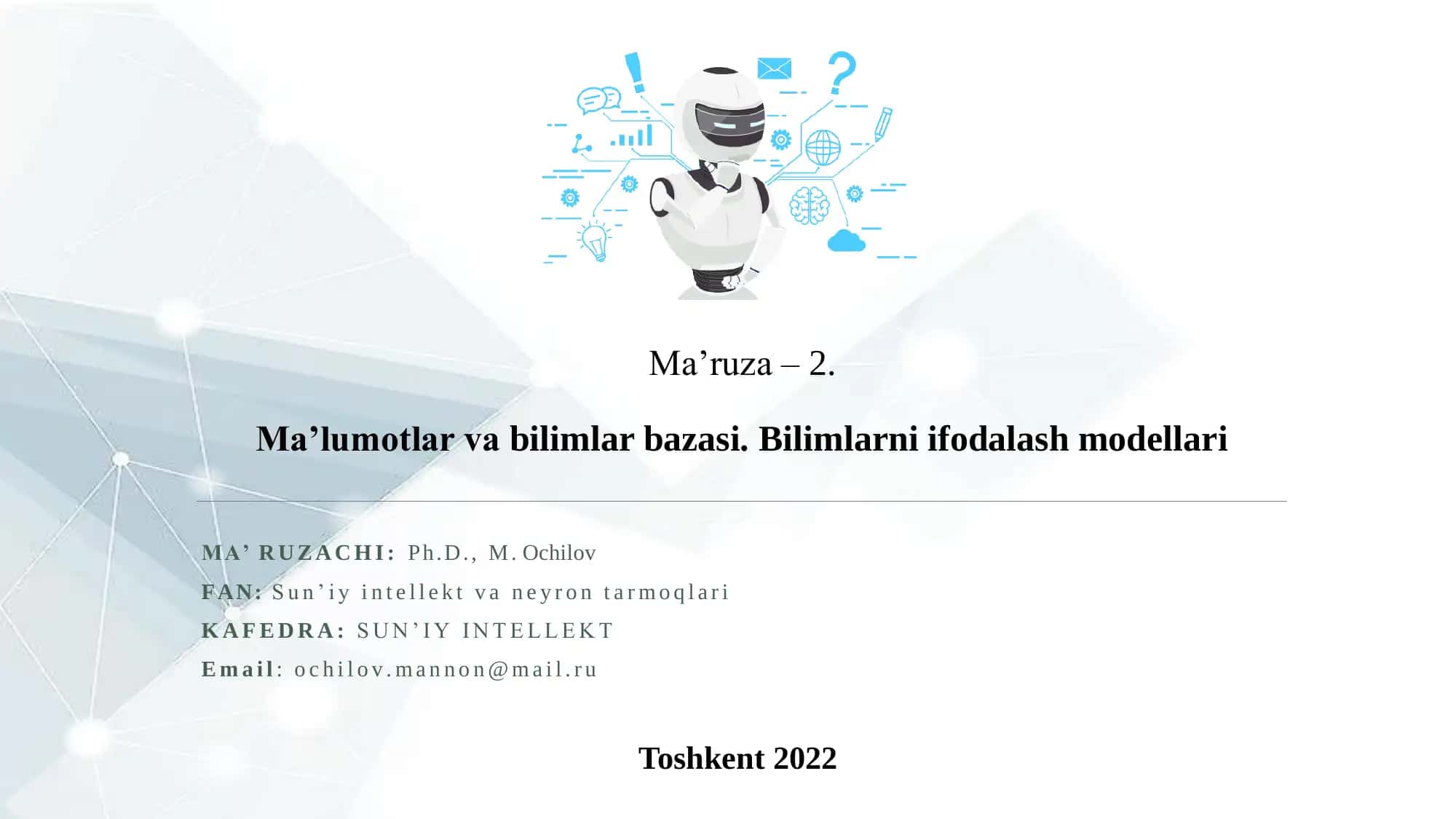 Ma’lumotlar va bilimlar bazasi