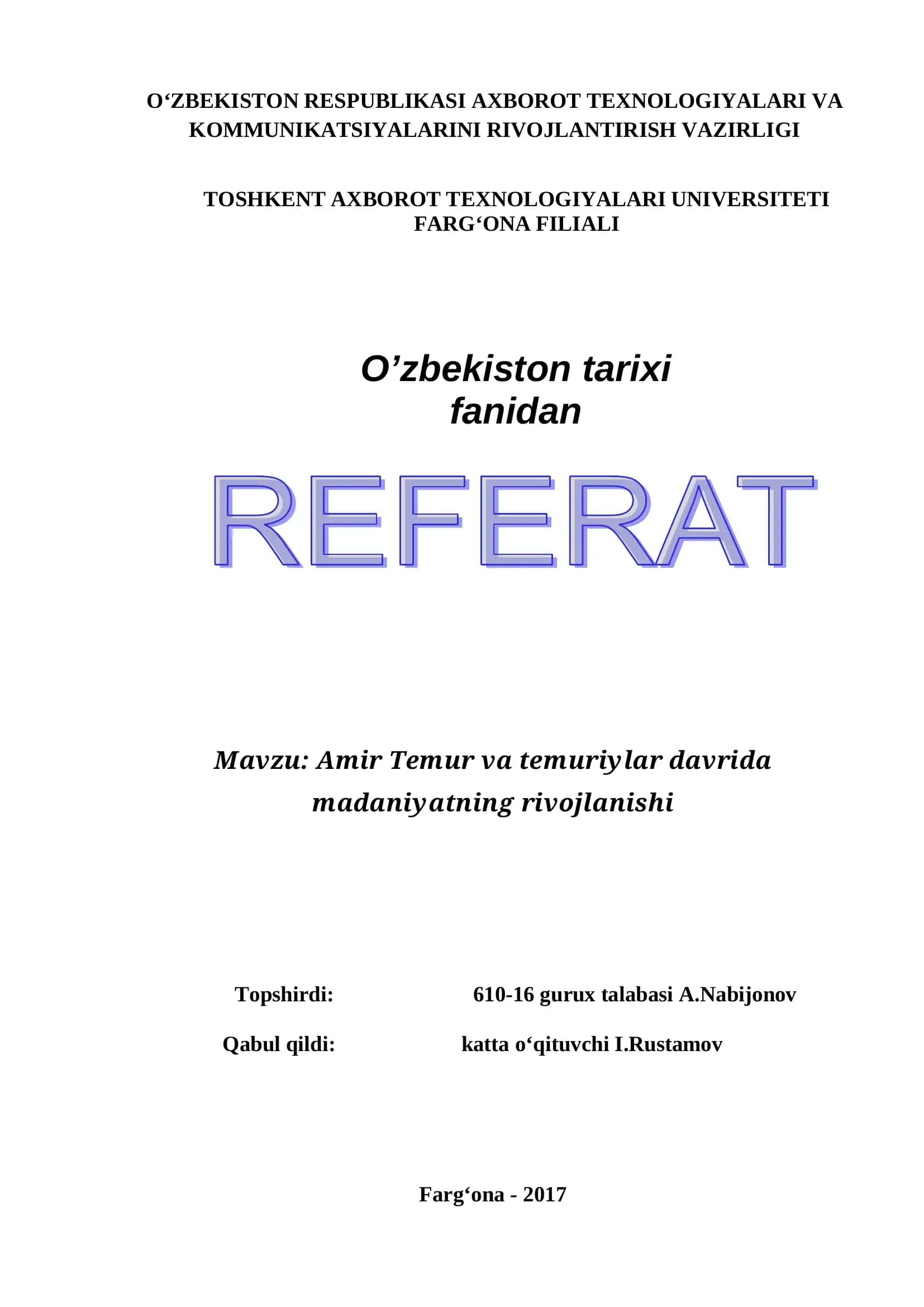 O'zbekiston tarixi