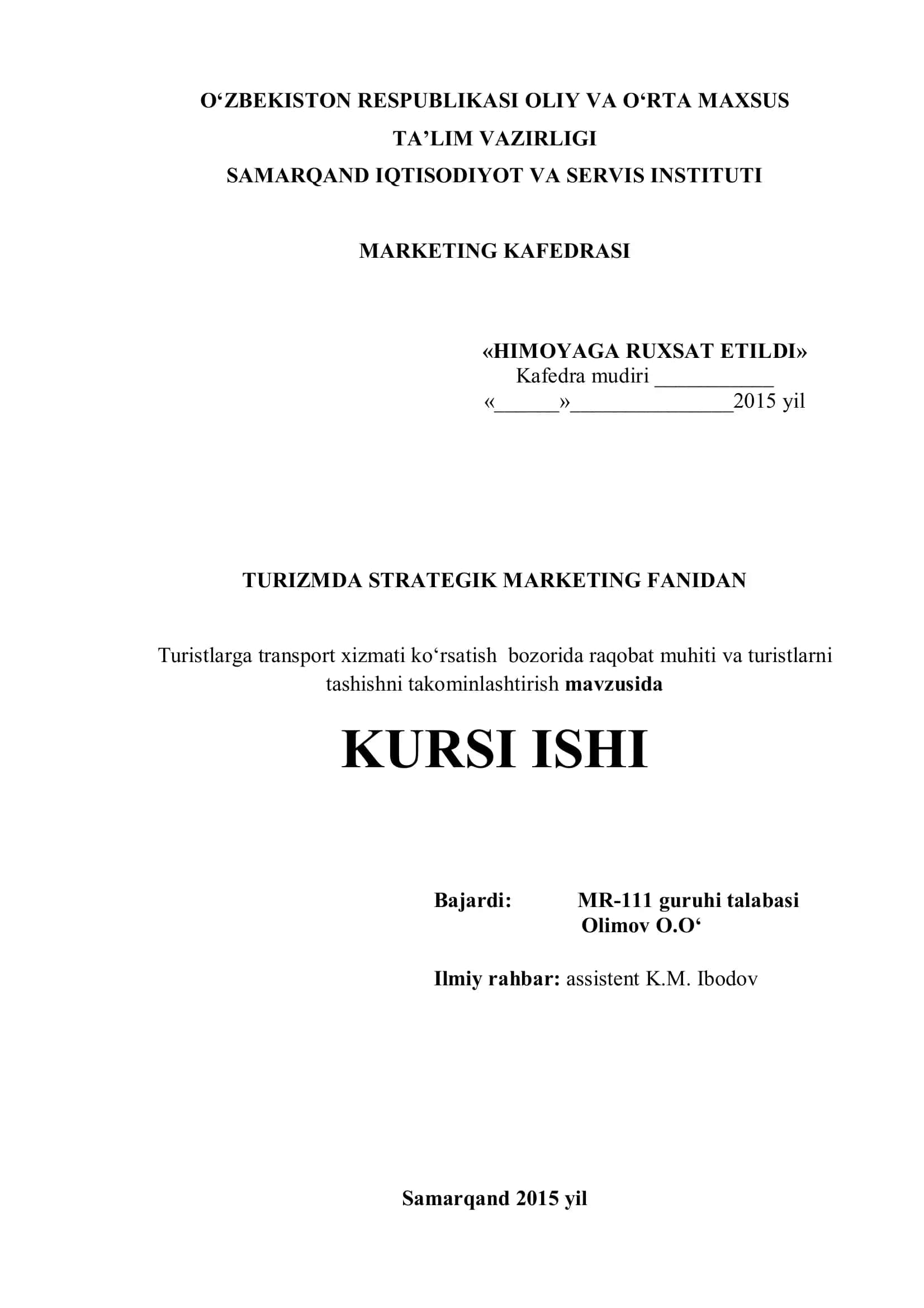 Turizmda Strategik Marketing