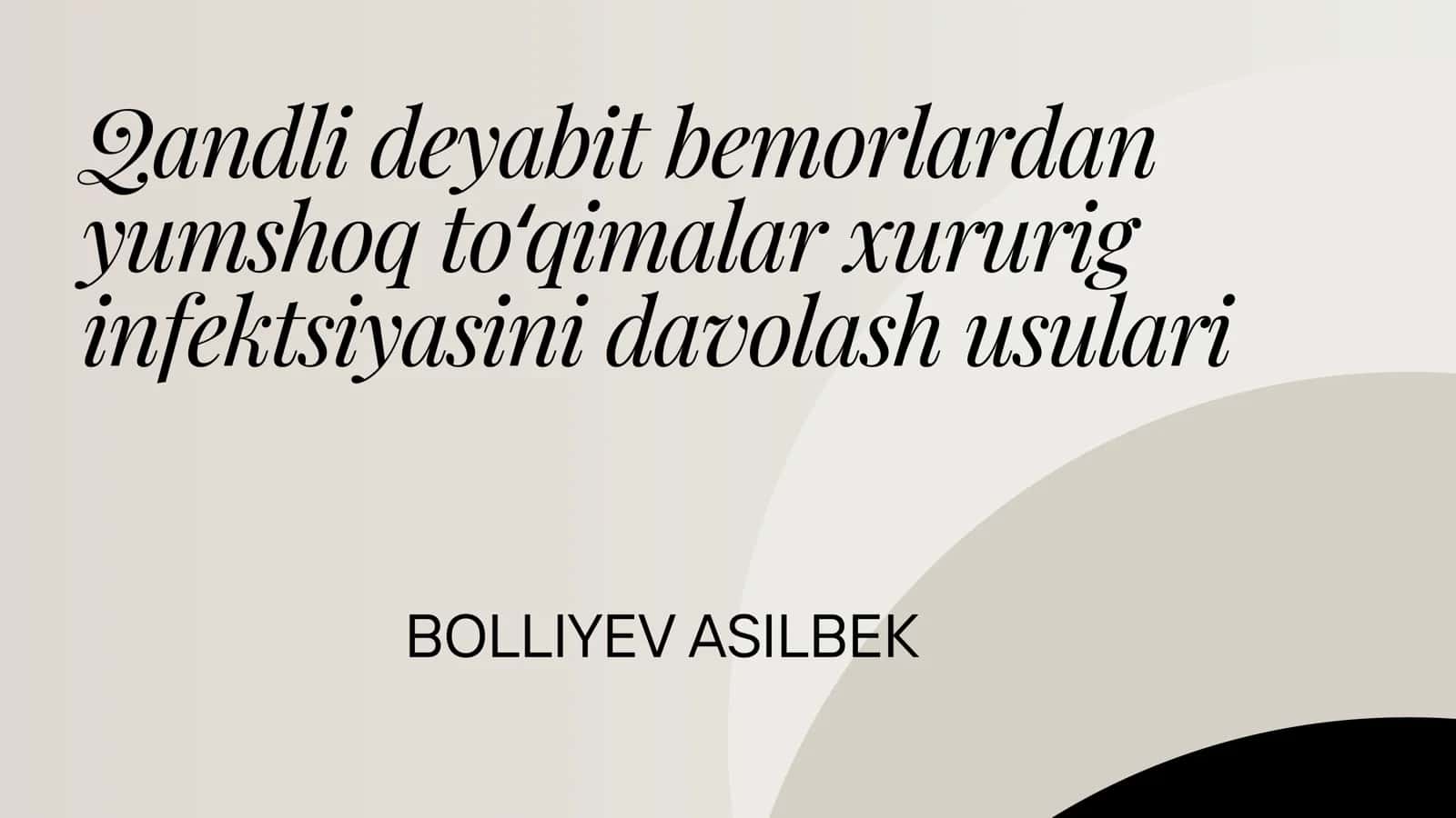 Qandli deyabit bemorlardan yumshoq toʻqimalar xururig infektsiyasini davolash usulari