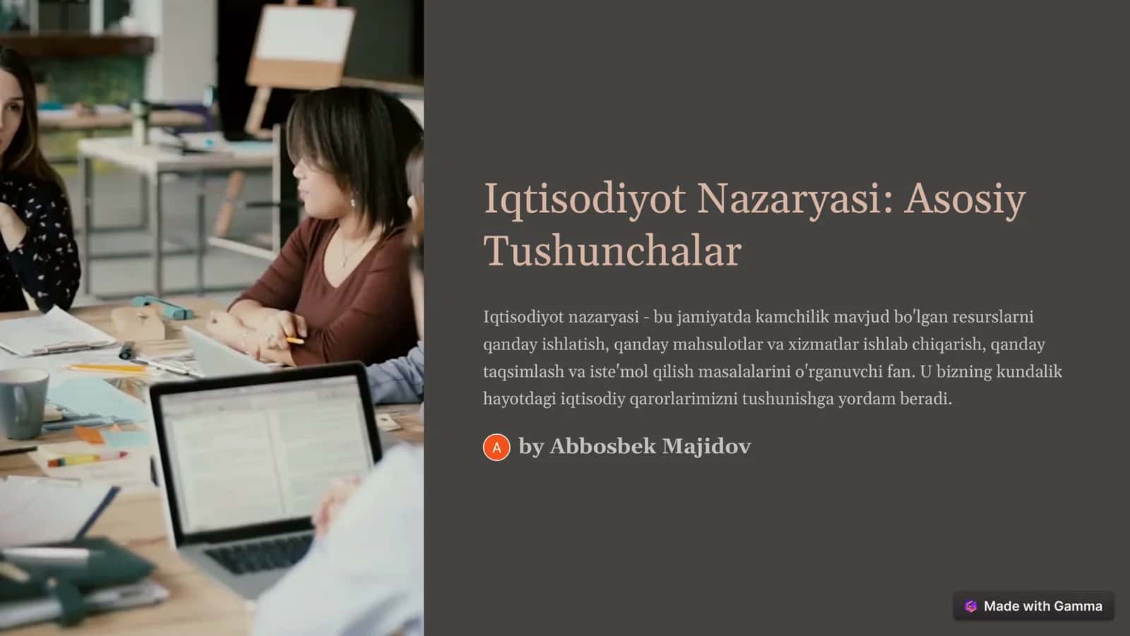 Iqtisodiyot Nazaryasi: Asosiy