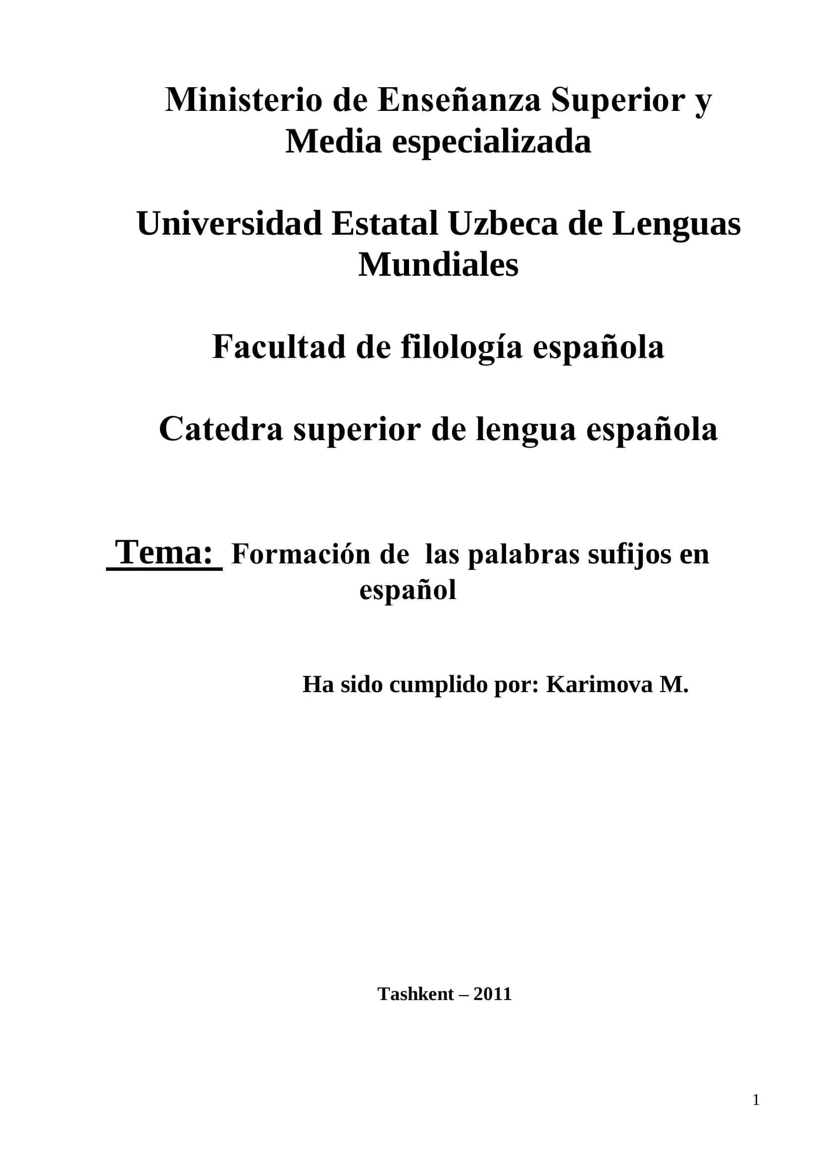 Formación de las palabras sufijos en español