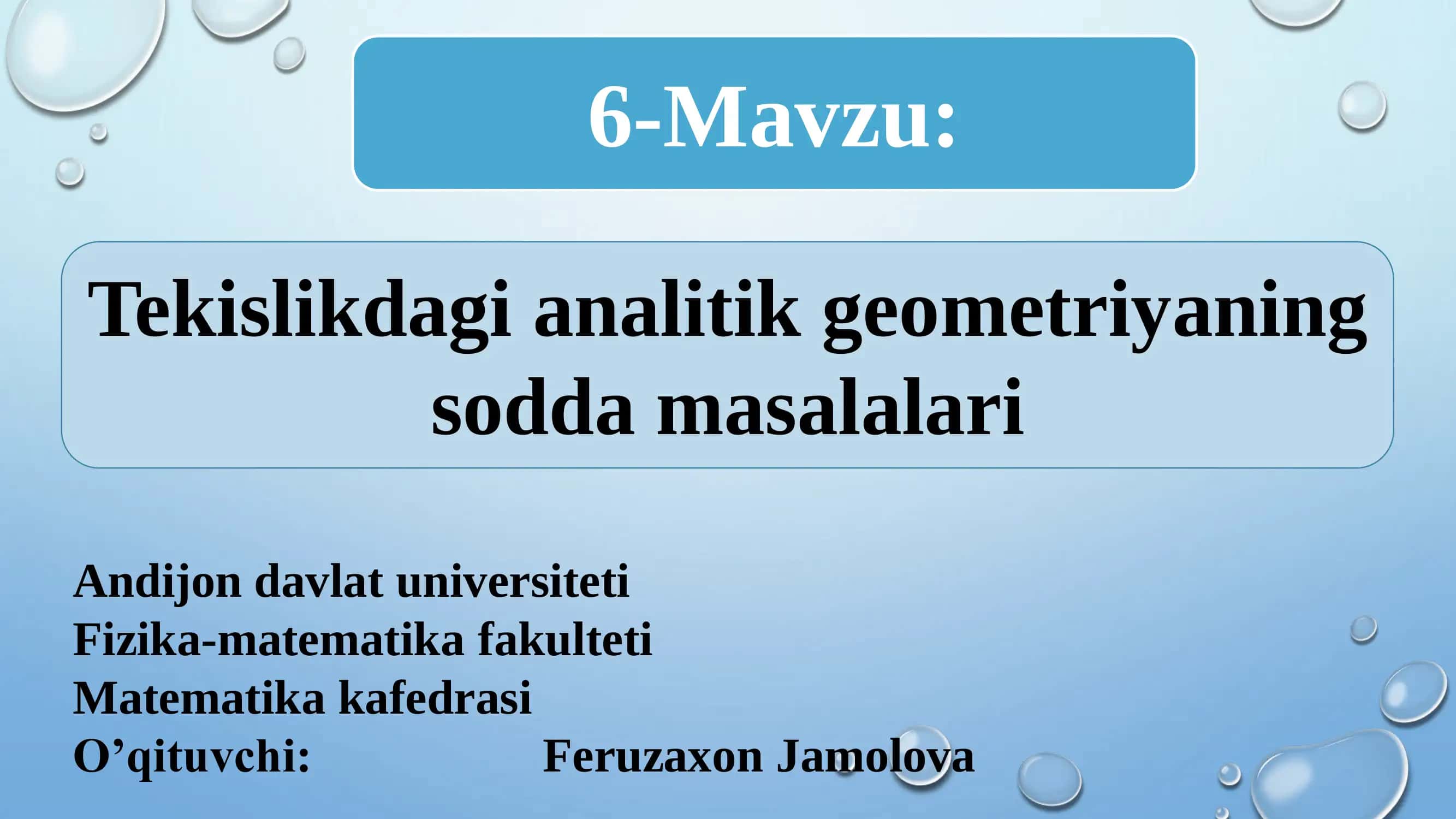 Tekislikdagi analitik geometriyaning sodda masalalari