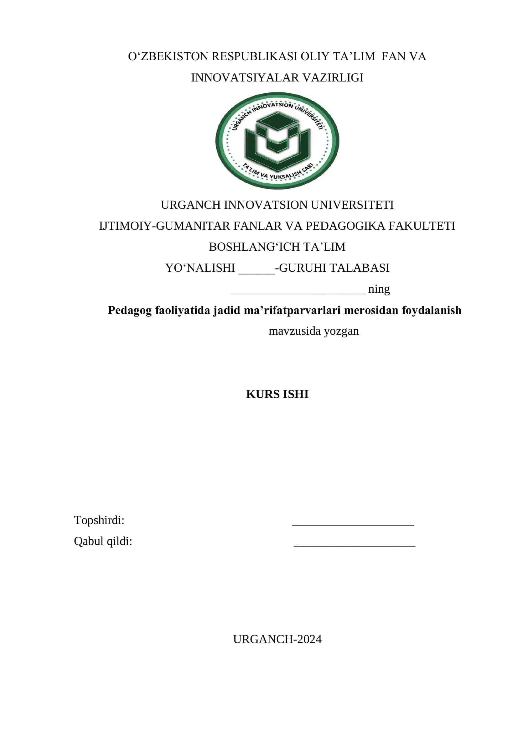Pedagog faoliyatida jadid ma'rifatparvarlarni merosidan foydalanish