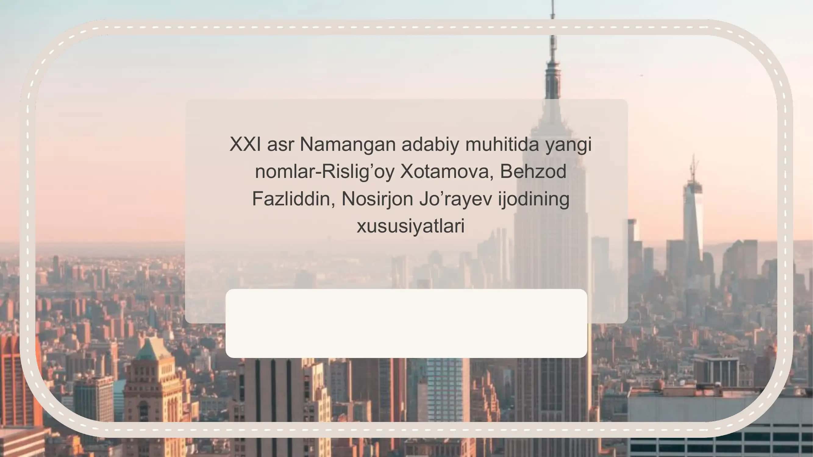 Rislig'oy Xotamova, Behzod Fazliddin, Nosirjon Jo'rayev ijodining xususiyatlari