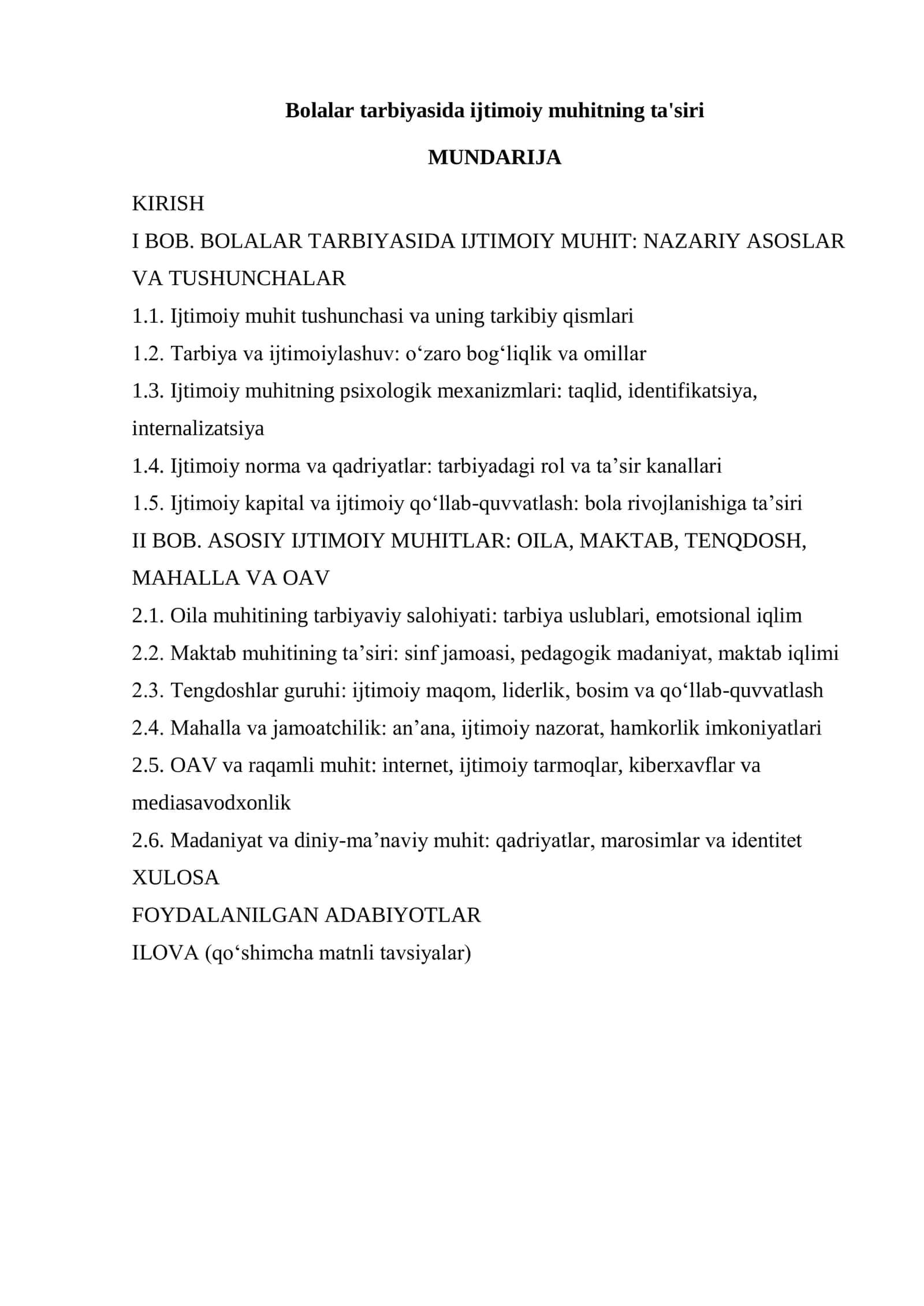 Bolalar tarbiyasida ijtimoiy muhitning ta'siri