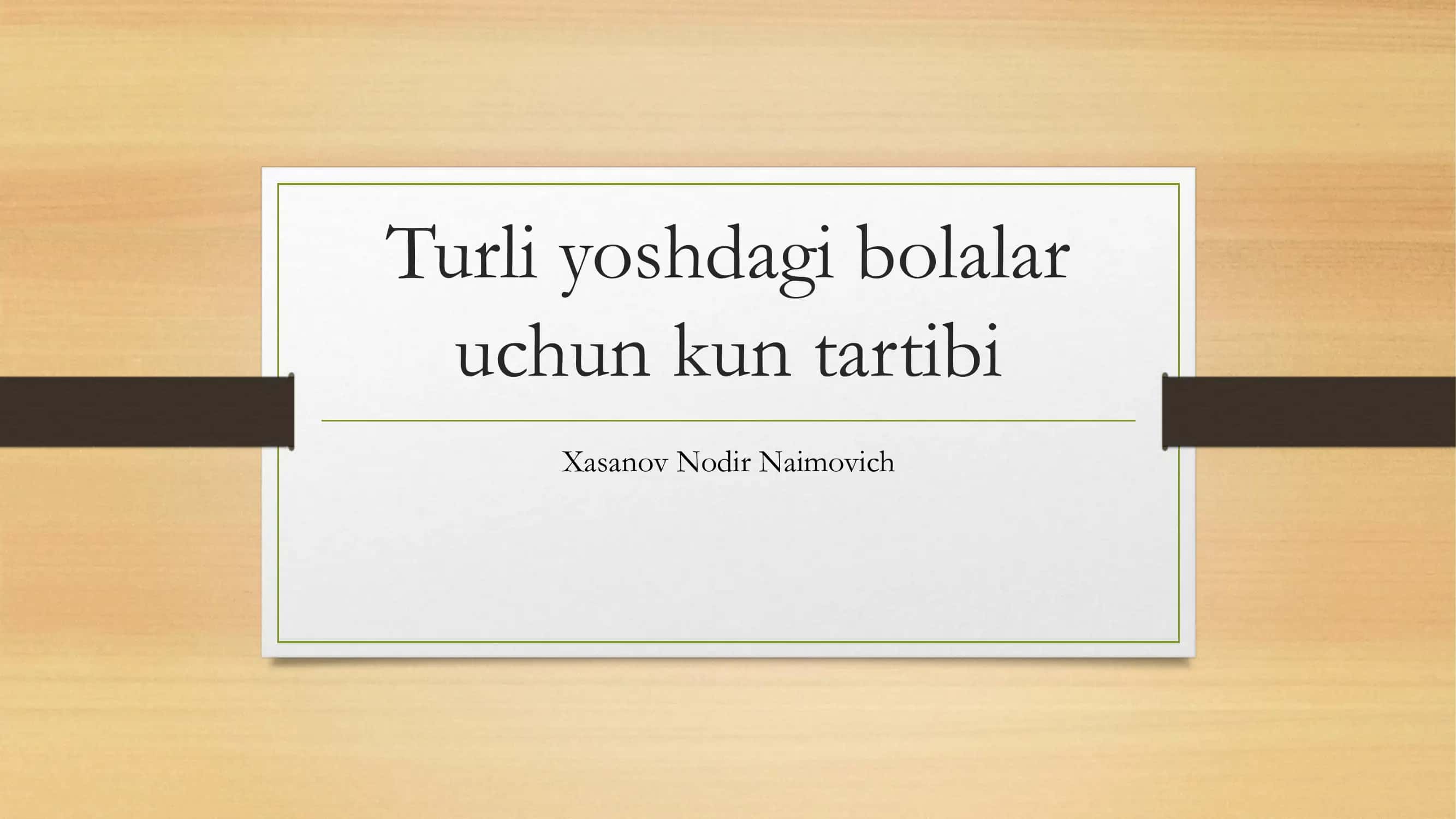 Kun tartibi bolalar uchun