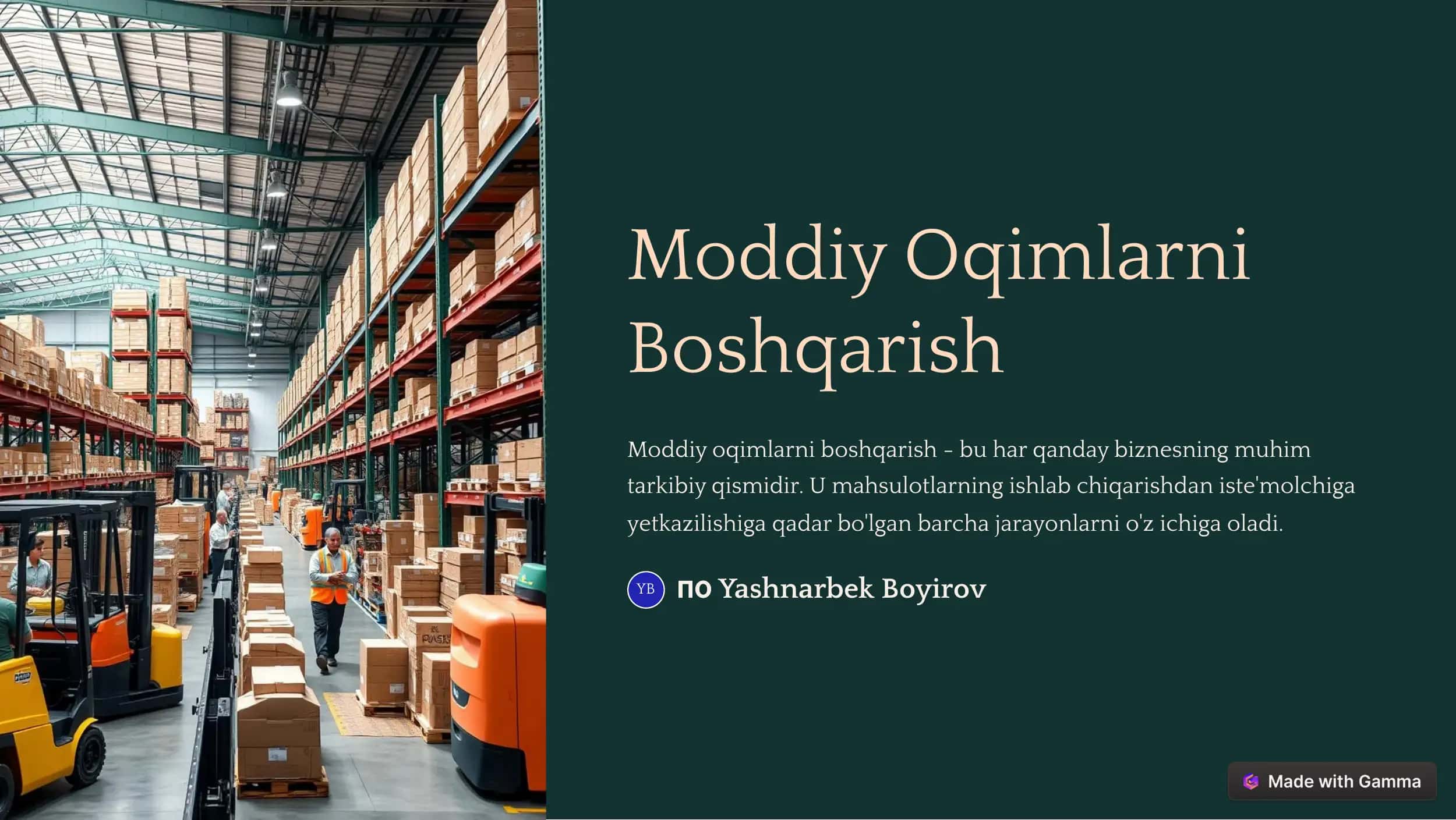 Moddiy Oqimlarni Boshqarish