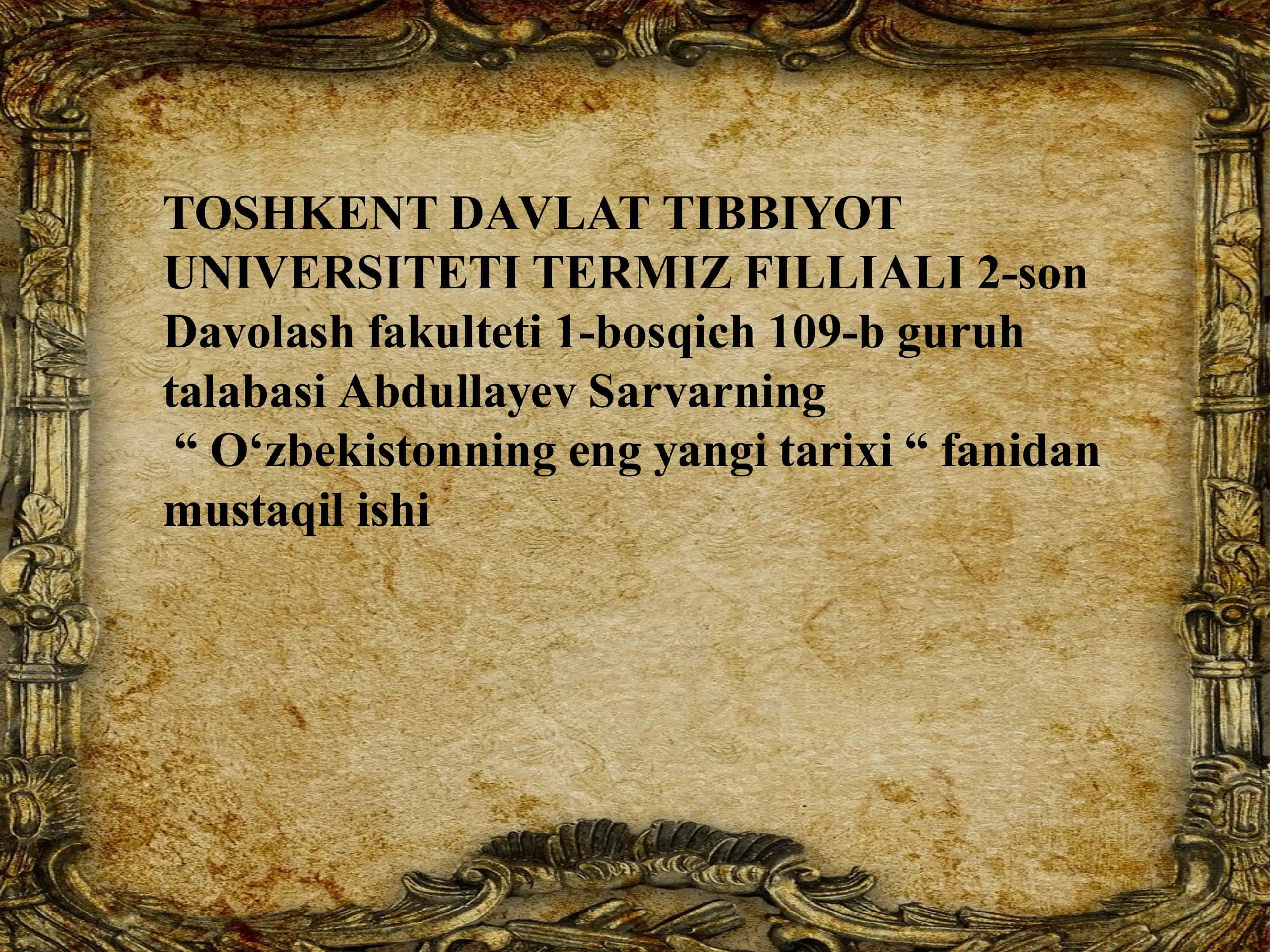 Oʻzbekistonning eng yangi tarixi