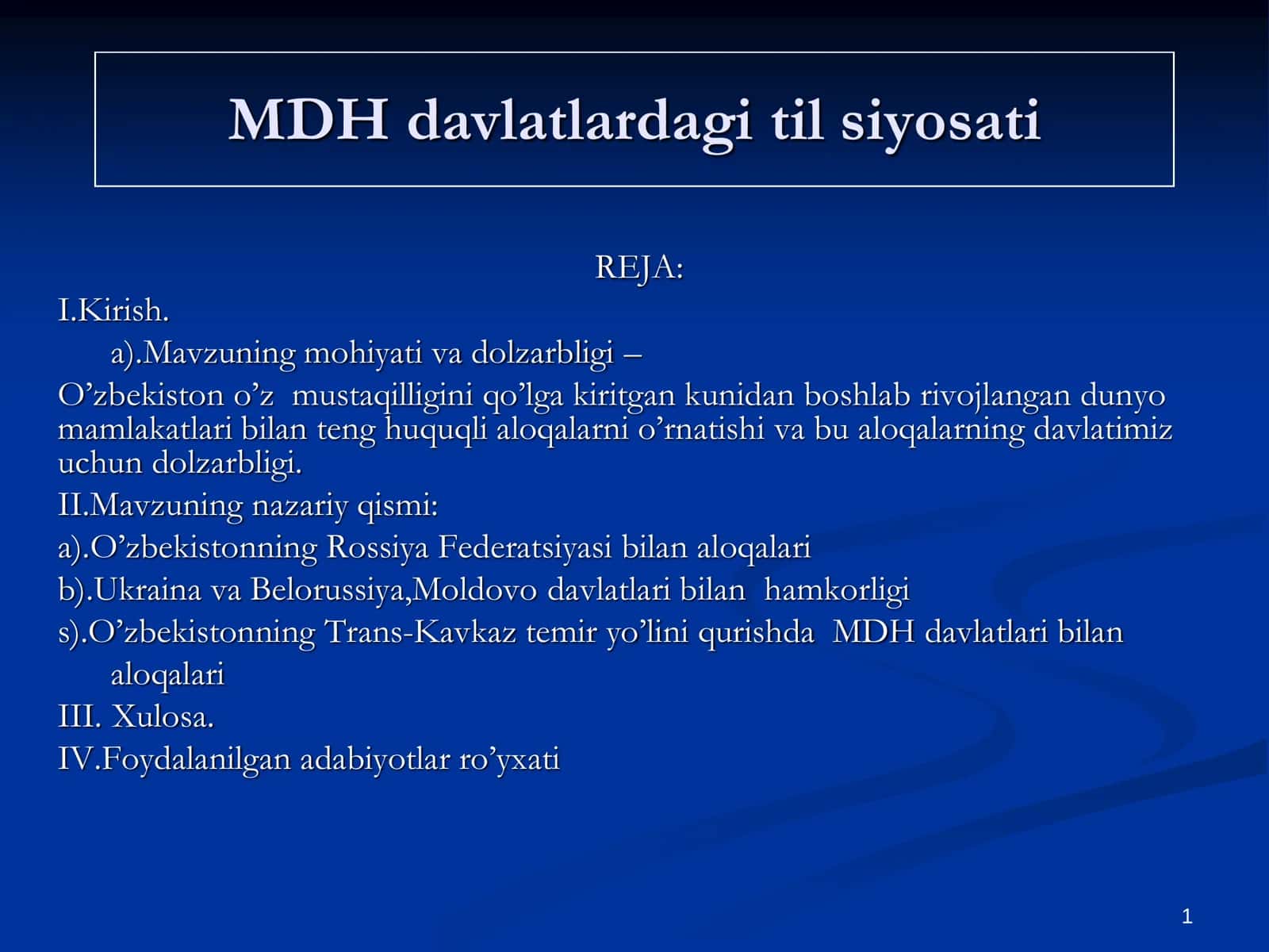 MDH davlatlardagi til siyosati