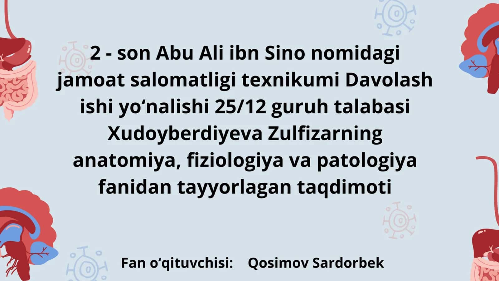 Abu Ali ibn Sino nomidagi jamoat salomatligi texnikumi Davolash ishi