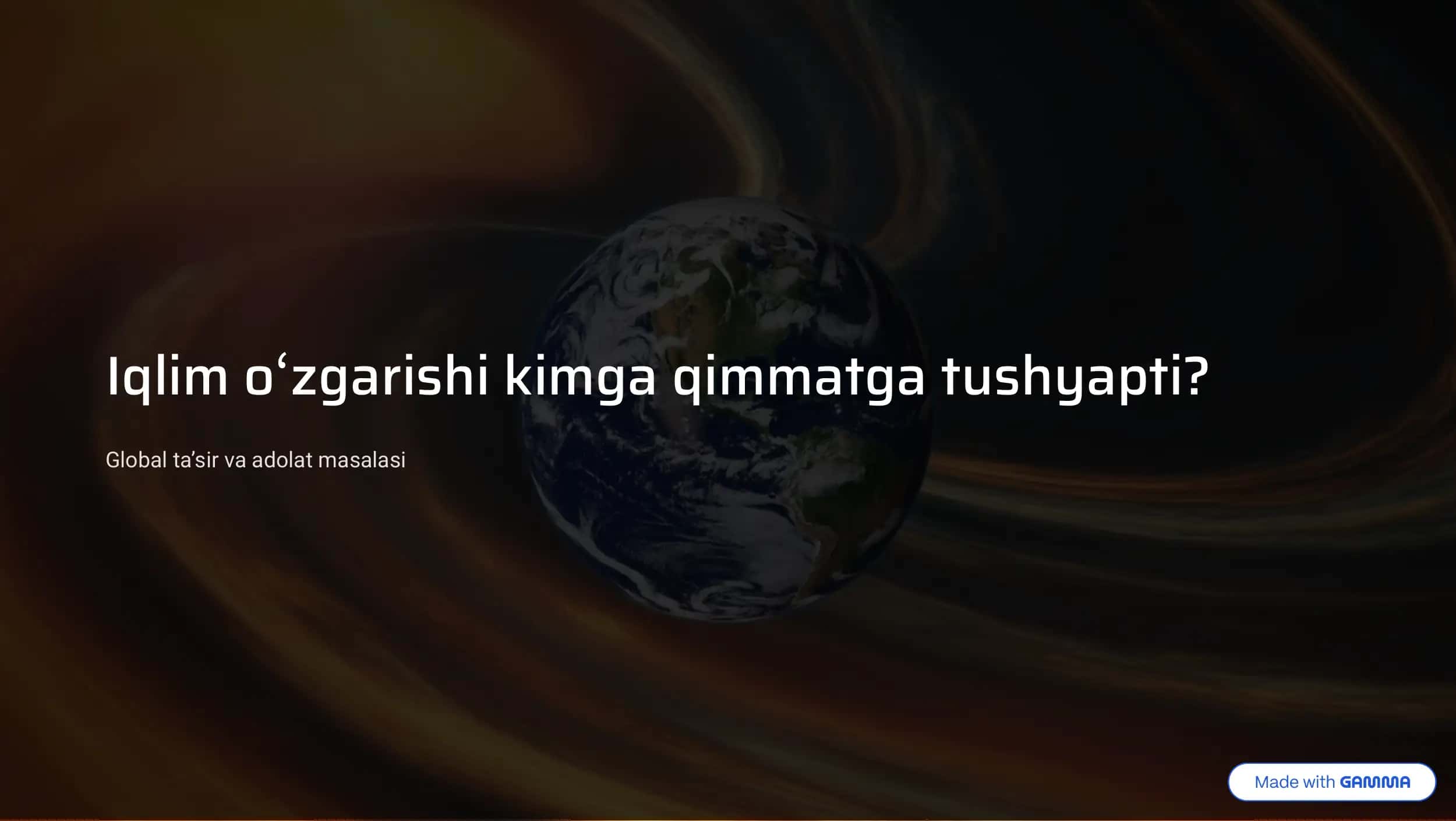 Iqlim o'zgarishi kimga qimmatga tushyapti?