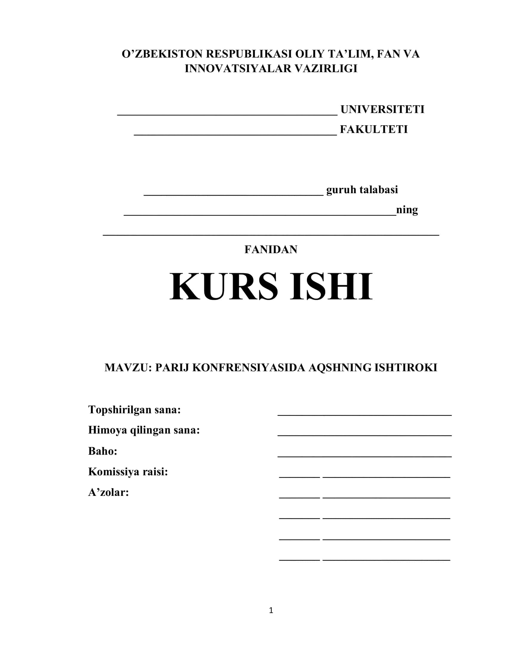 PARIJ KONFERENSIYASIDA AQSHNING ISHTIROKI