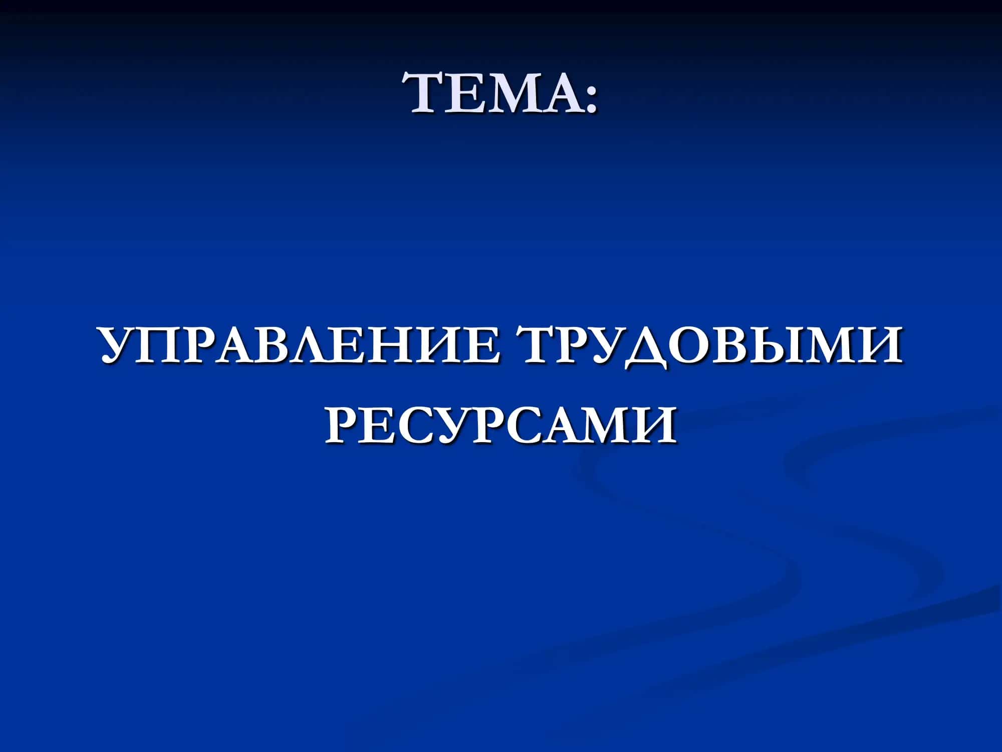 Управление трудовыми ресурсами