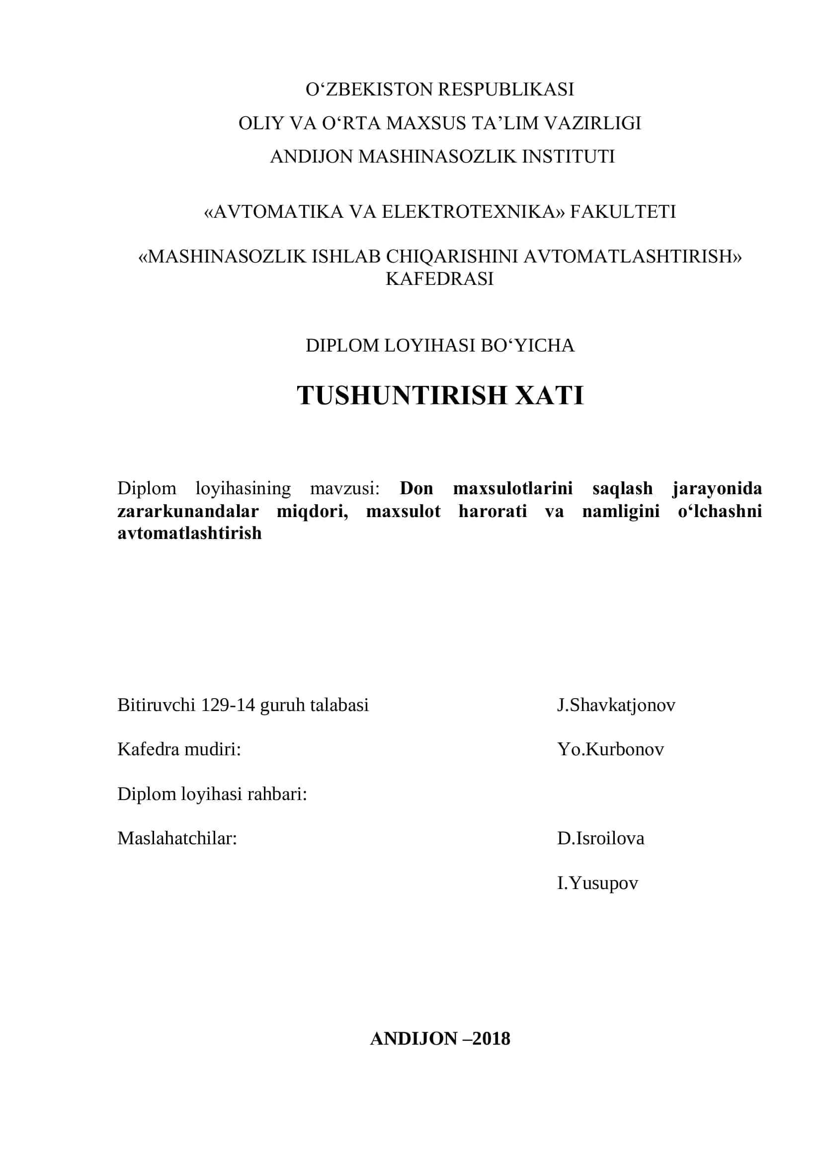 Dоn mахsulоtlаrini sаqlаsh jаrаyonidа zаrаrkunаndаlаr