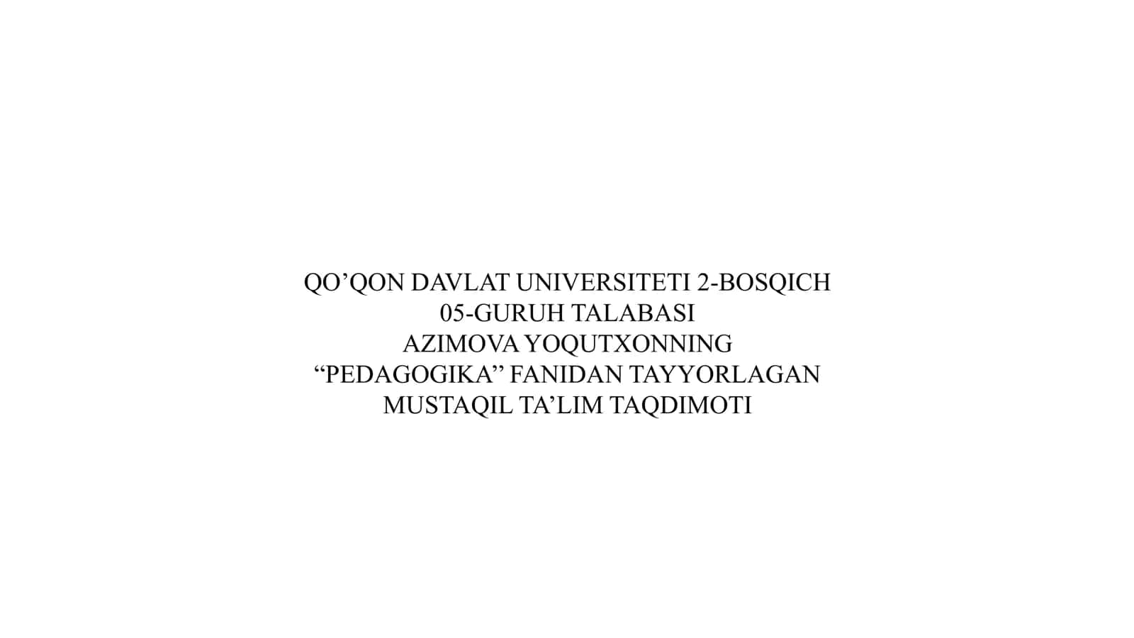 MUSTAQIL TA’LIM TAQDIMOTI