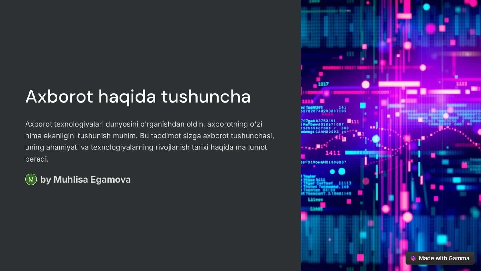 Axborot tushunchasi va uning ahamiyati