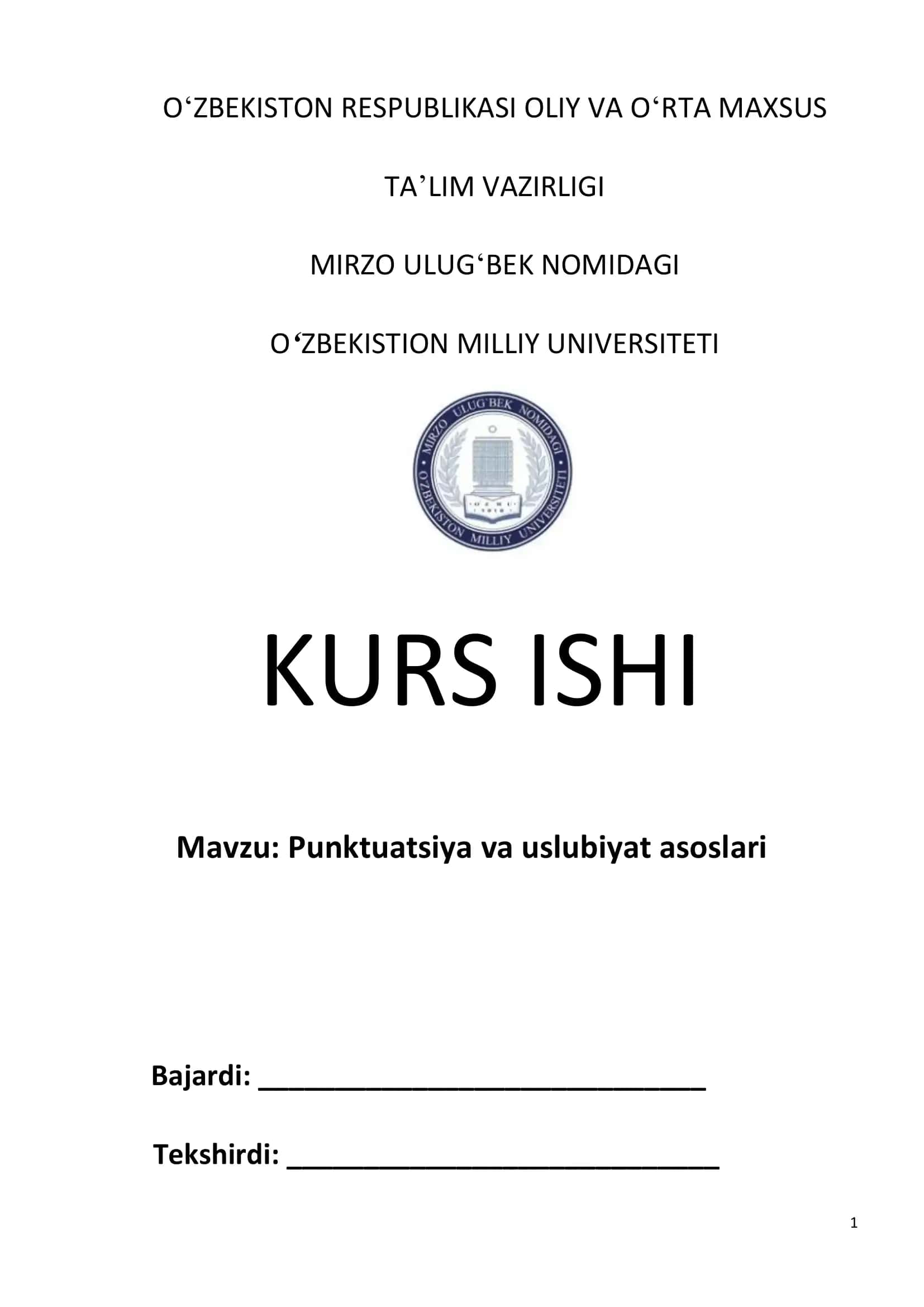 Punktuatsiya va uslubiyat asoslari