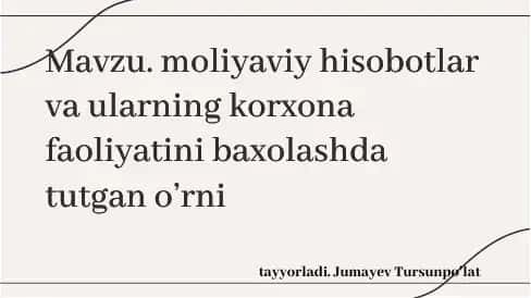 Moliyaviy hisobotlar