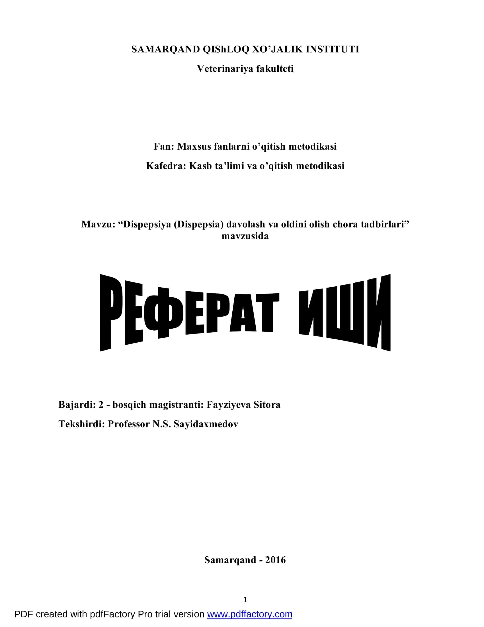 Dispepsiya (Dispepsia) davolash va oldini olish chora tadbirlari