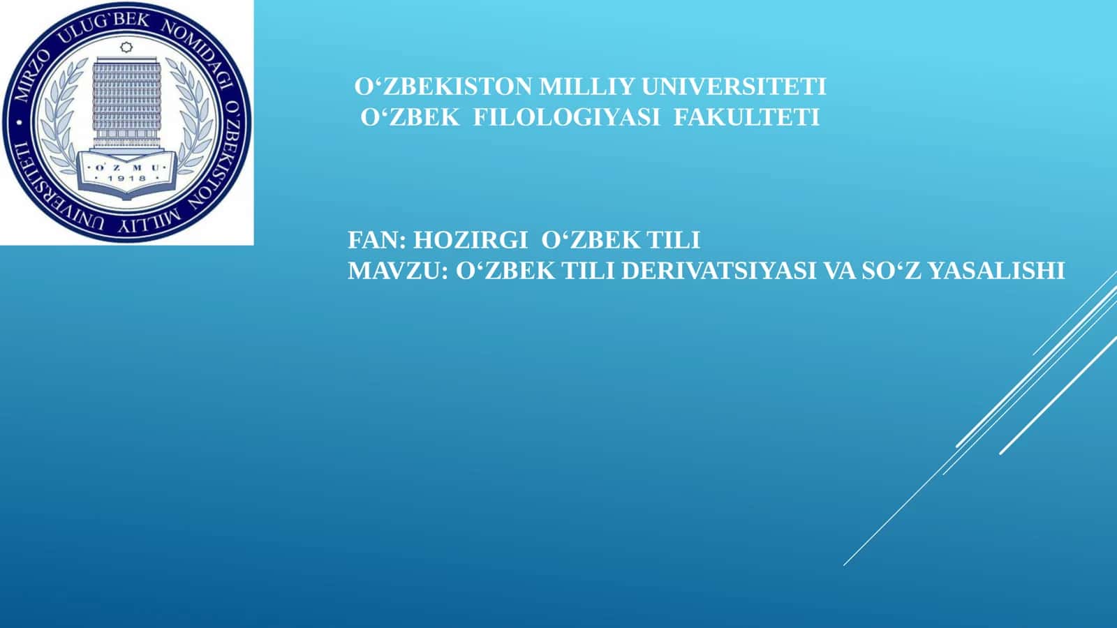 O‘ZBEK TILI DERIVATSIYASI VA SO‘Z YASALISHI