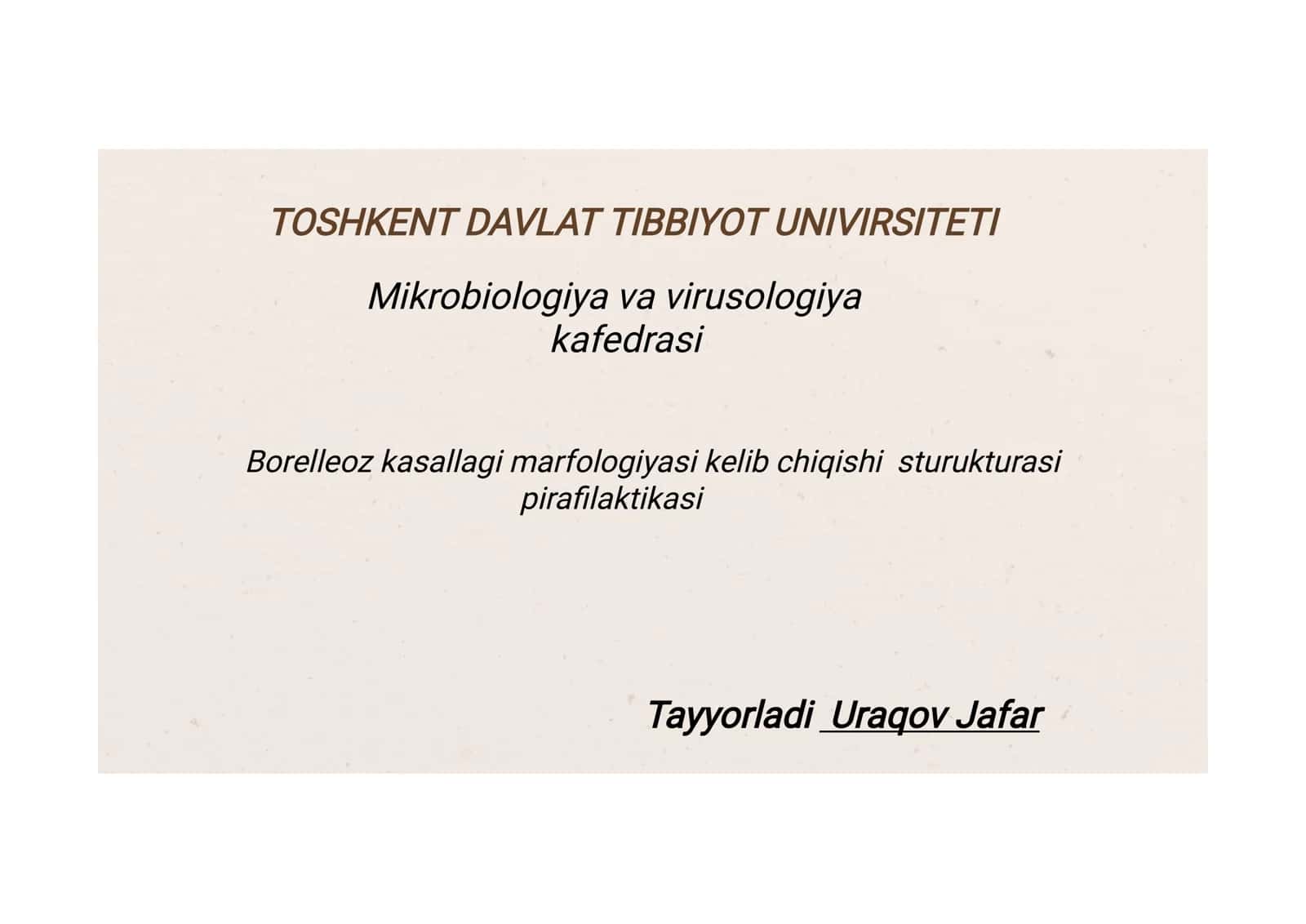 Borellioz Kasalligi