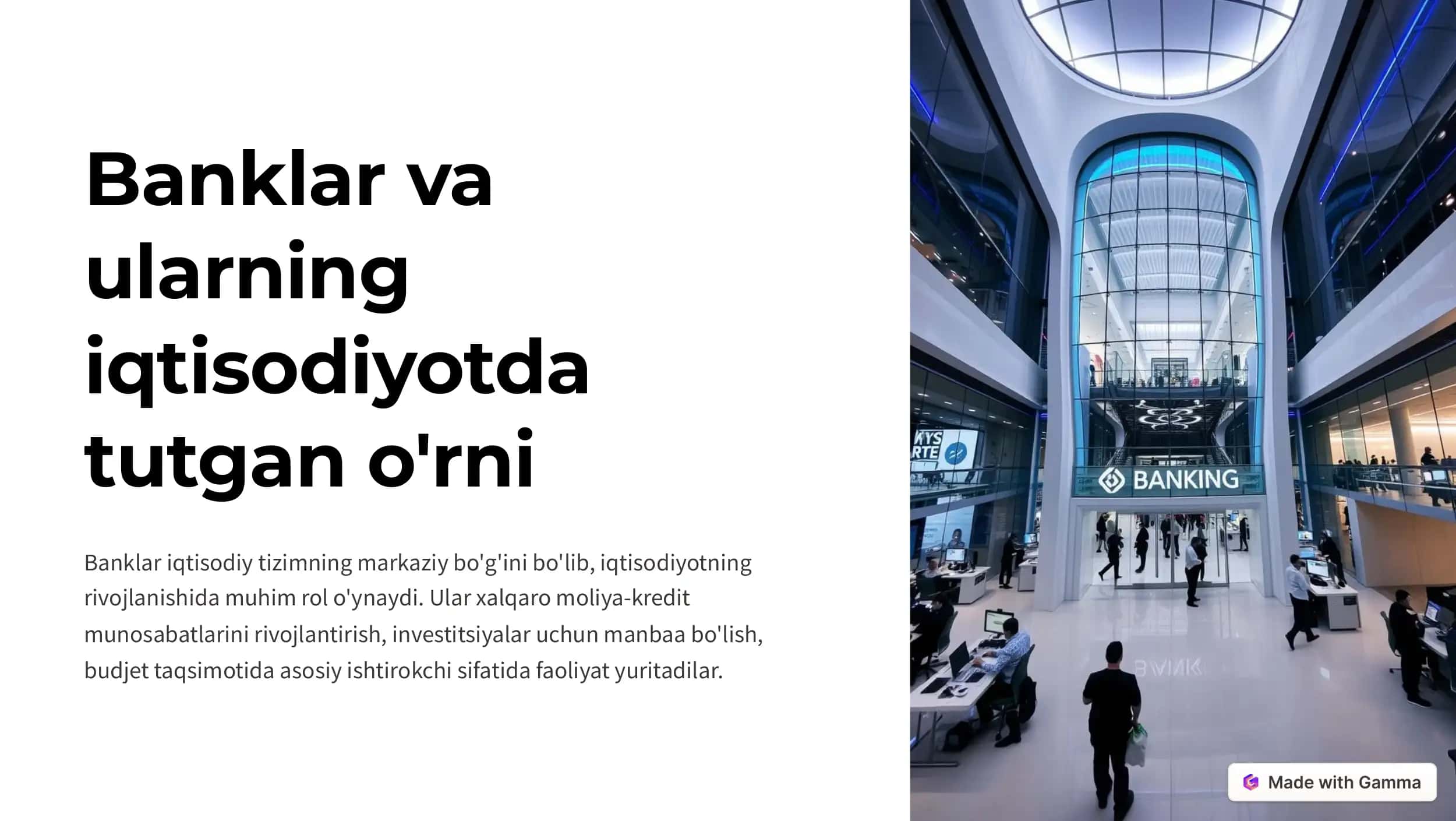 Banklar va ularning iqtisodiyotdagi roli